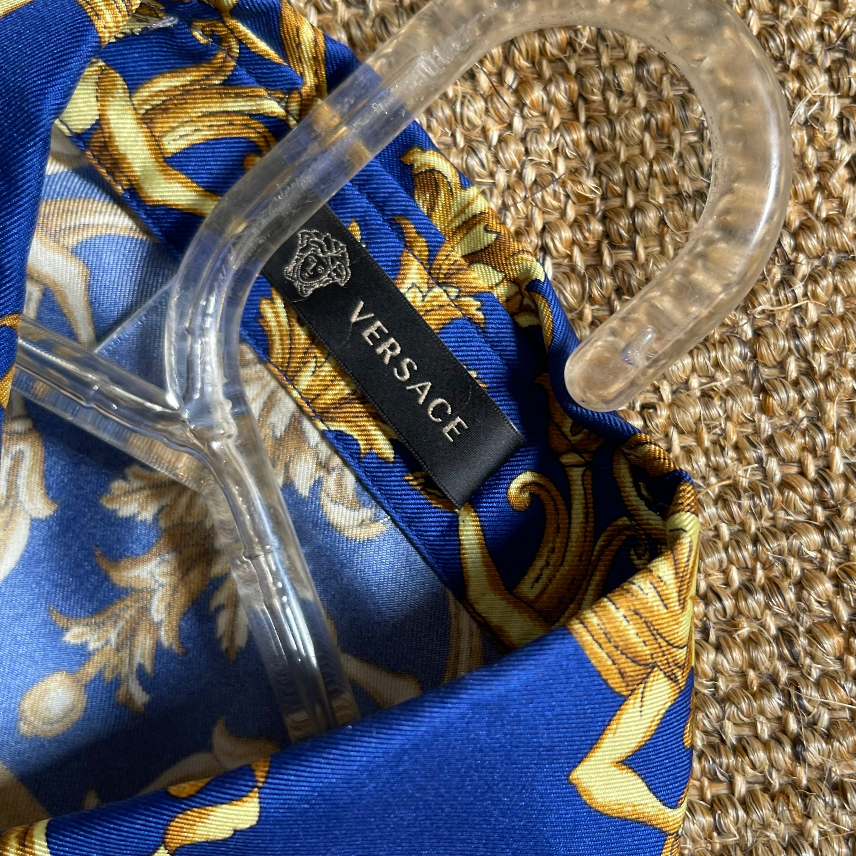 Versace Silk Shirt Baroque Blue