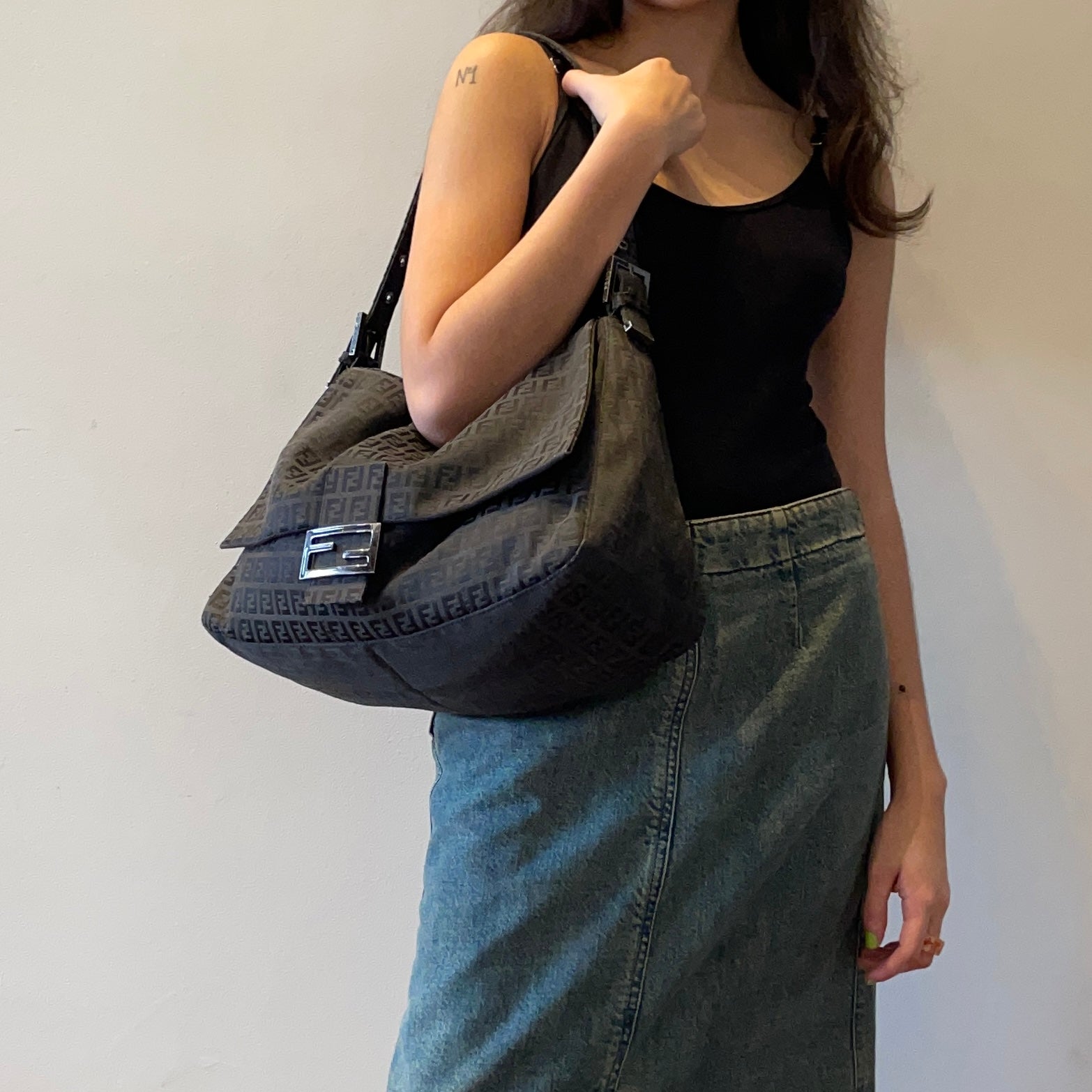 Fendi Mama Baguette Black Monogram