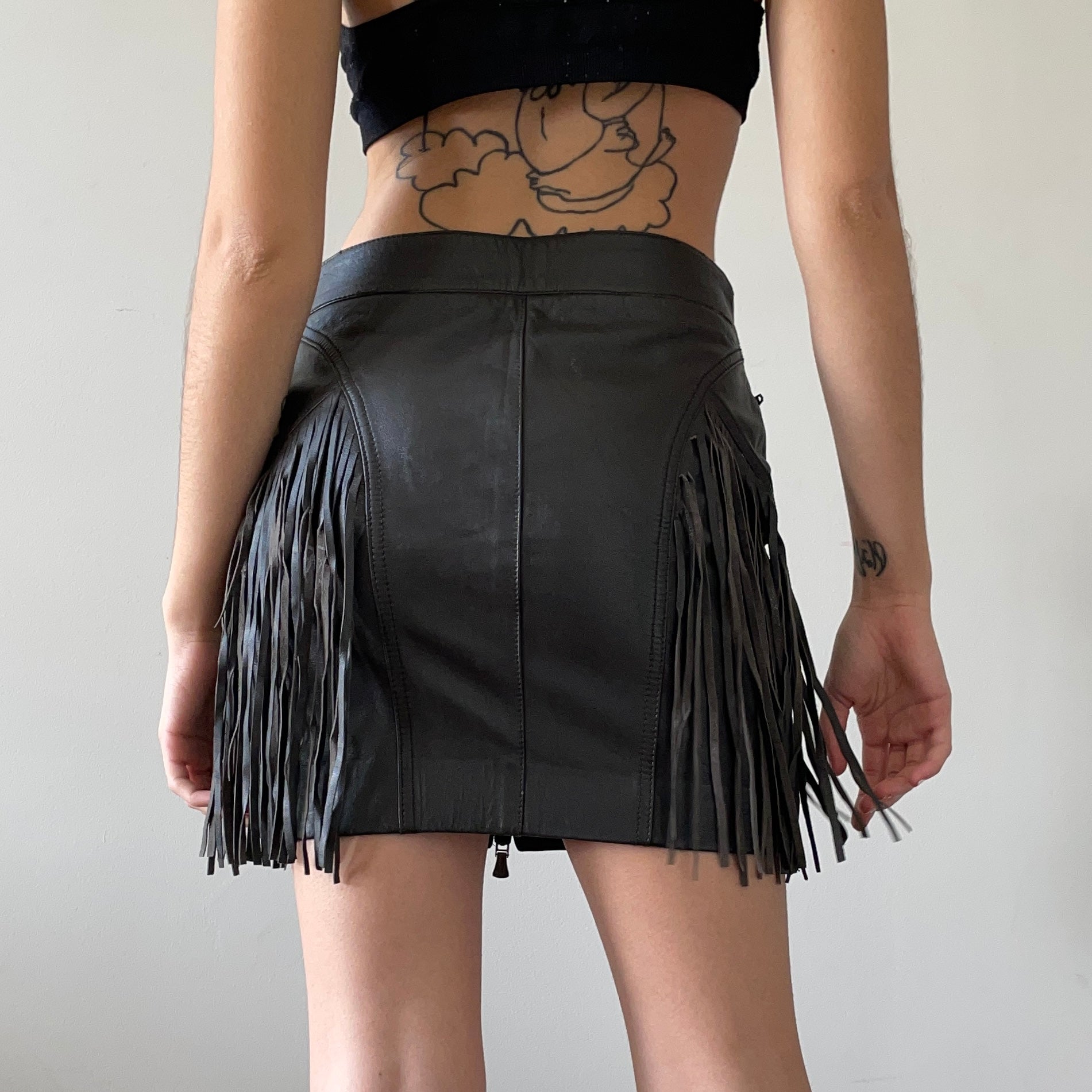 Versace Leather Fringes Skirt