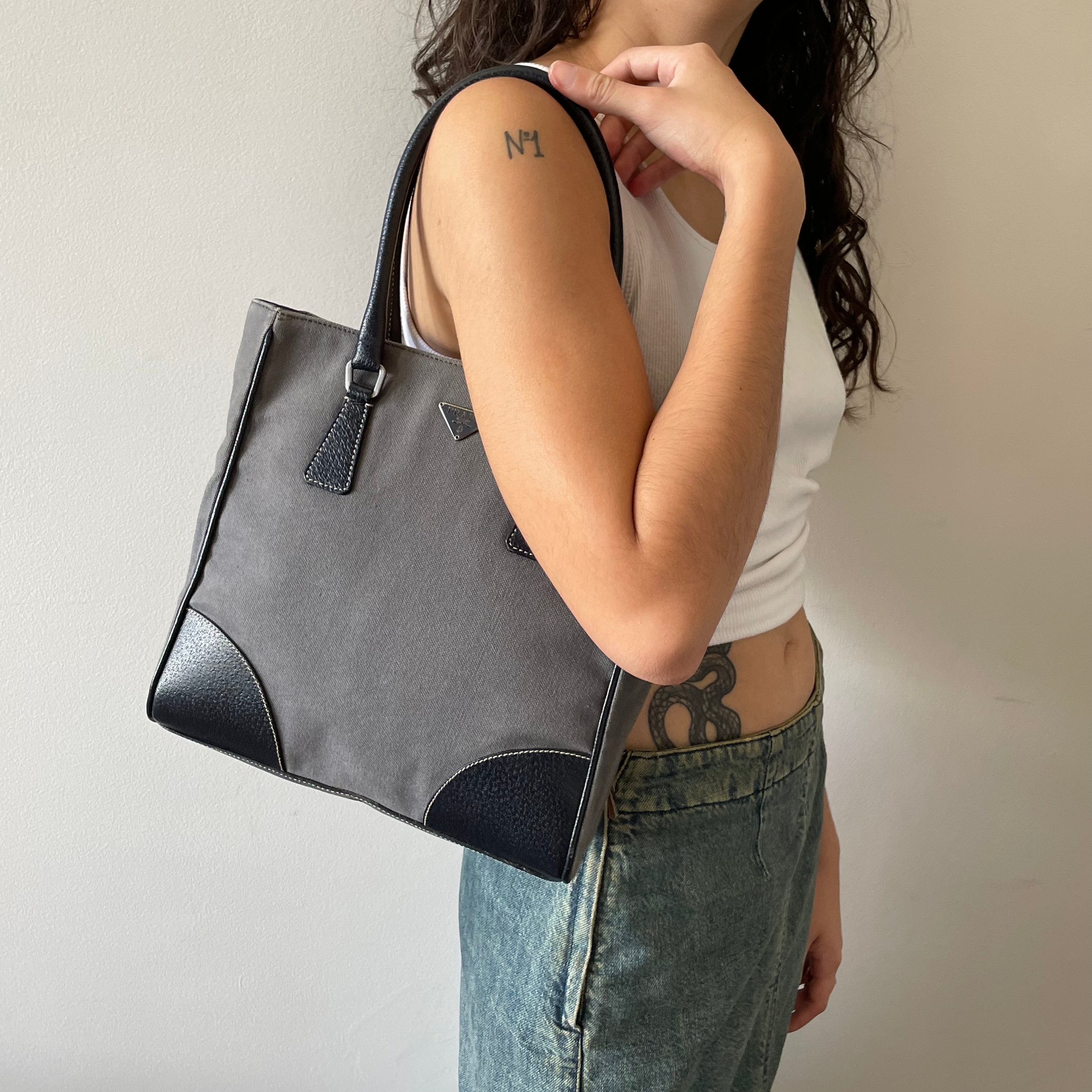 Prada Grey Tote Bag