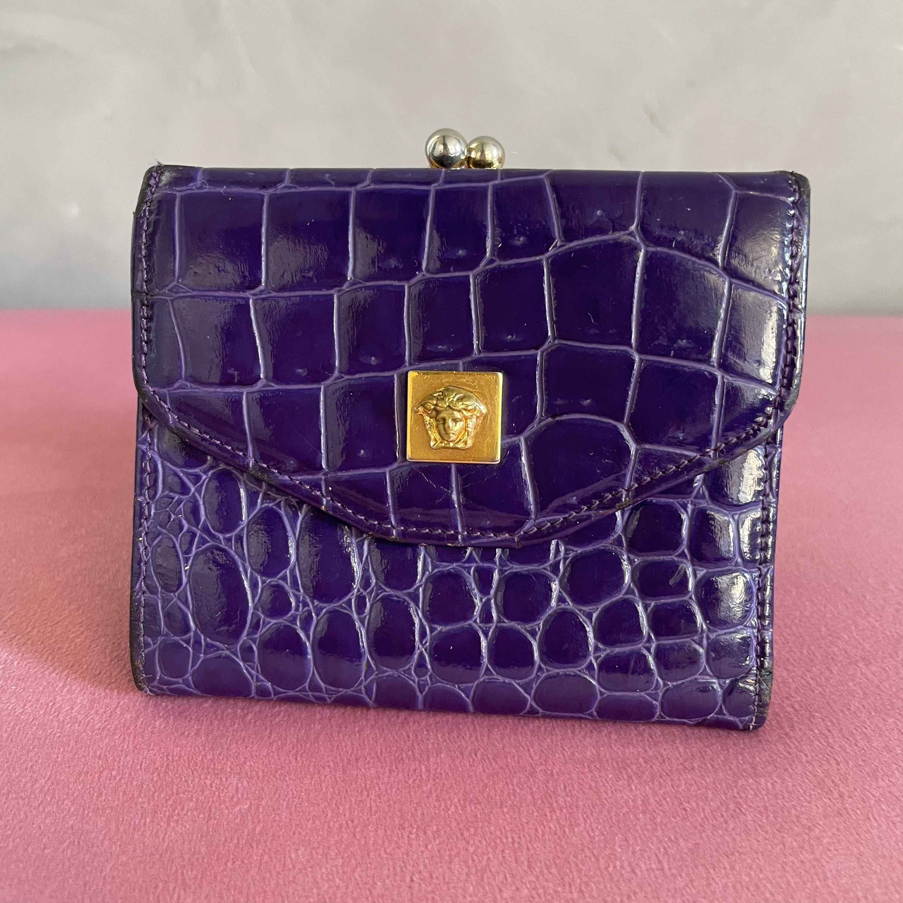 Gianni Versace Purple Croco Wallet