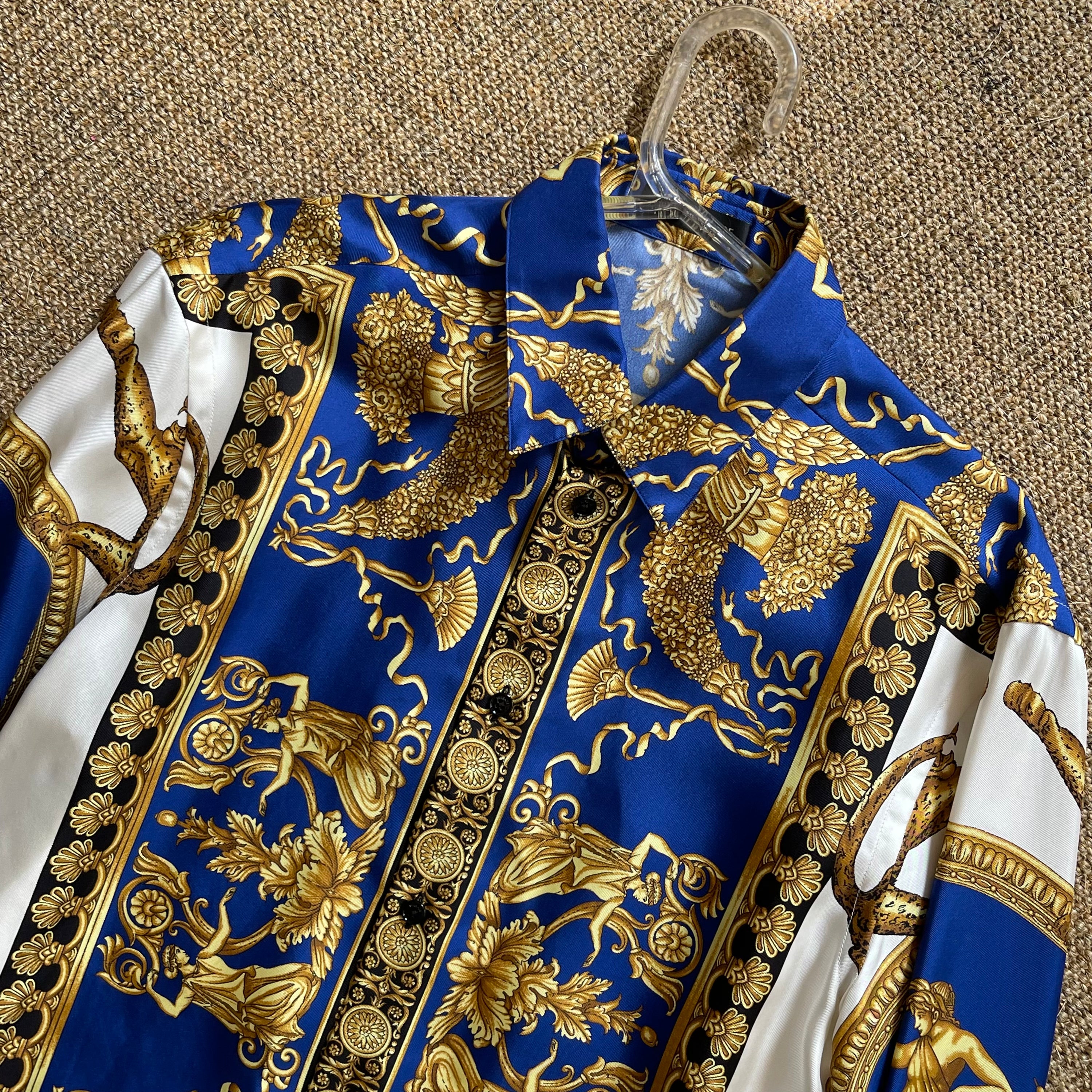 Versace Silk Shirt Baroque Blue