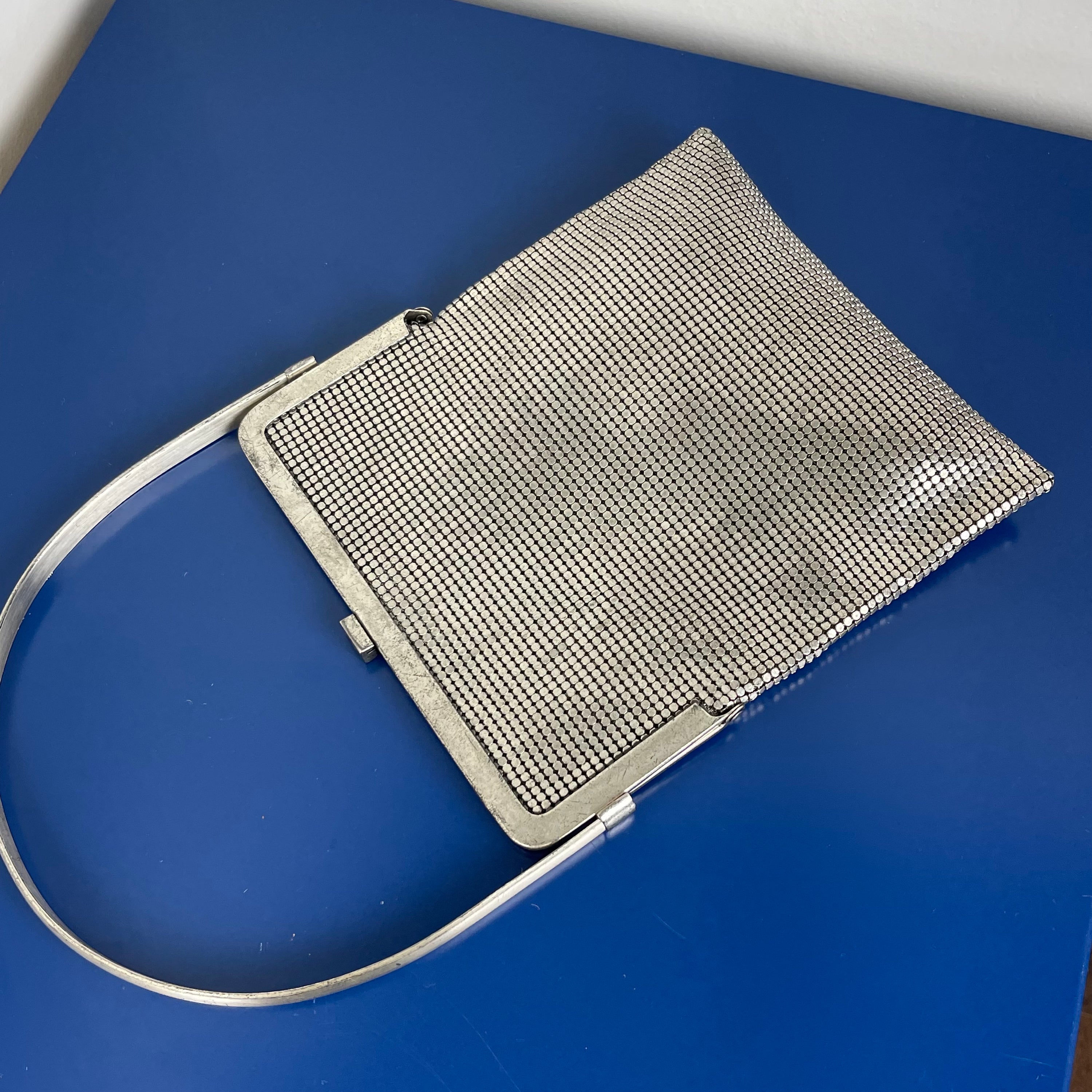 Chanel Silver Mesh Logo Handbag