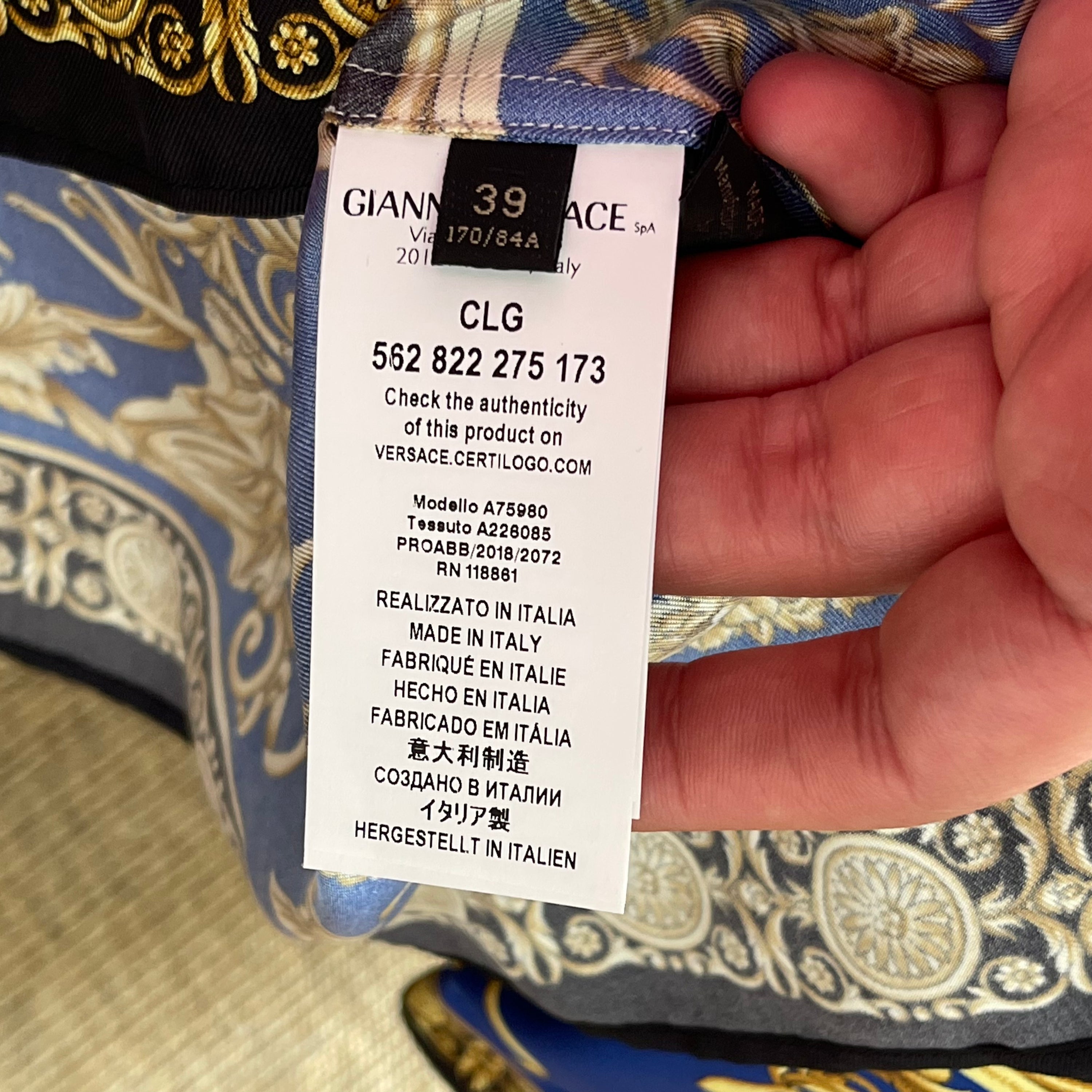 Versace Silk Shirt Baroque Blue