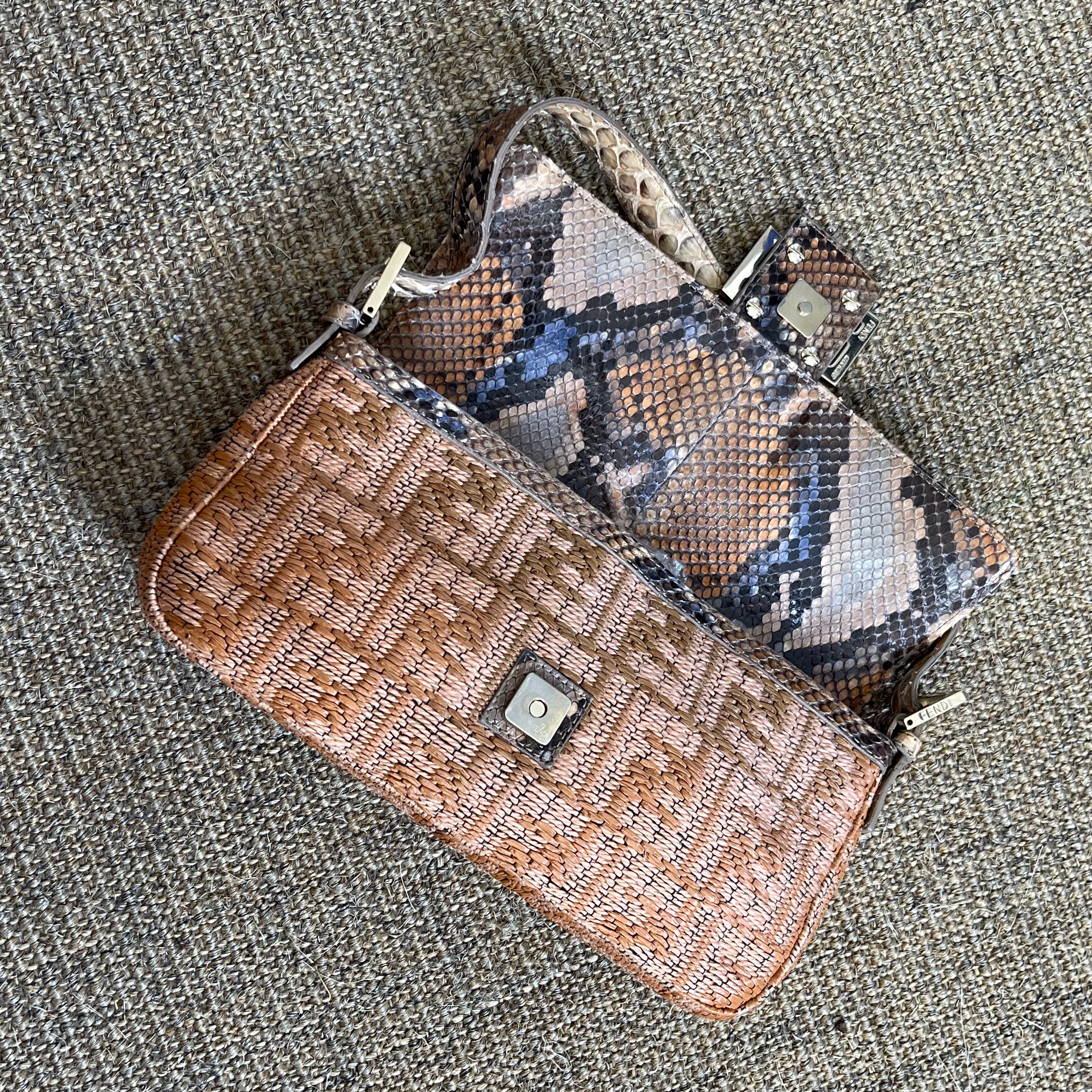 Fendi Baguette Limited Edition Straw + Python
