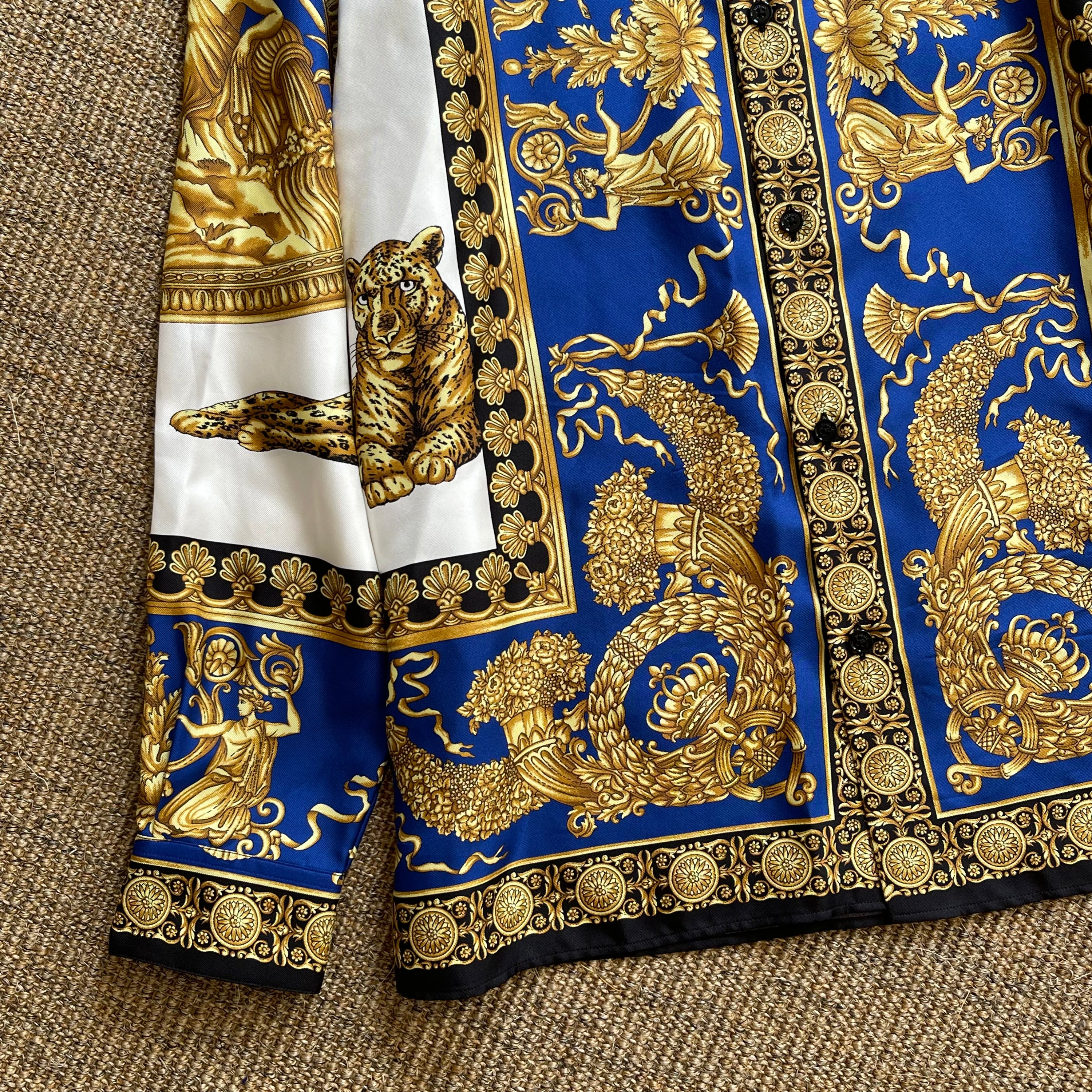 Versace Silk Shirt Baroque Blue
