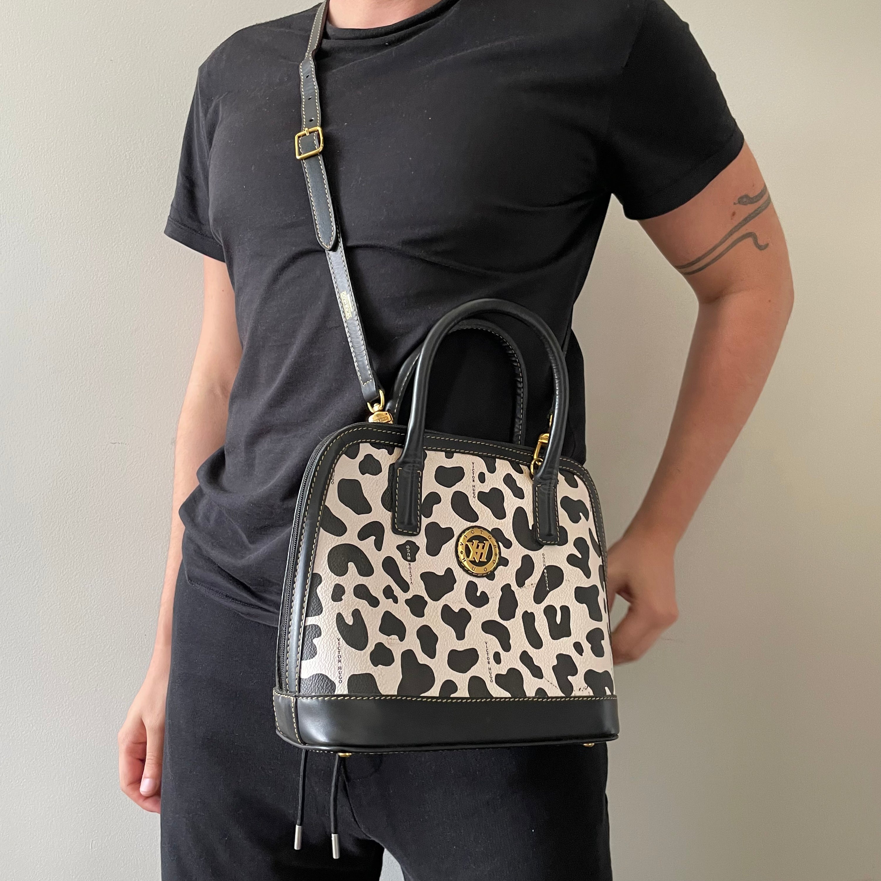 Victor Hugo Animal Print Leather Bag