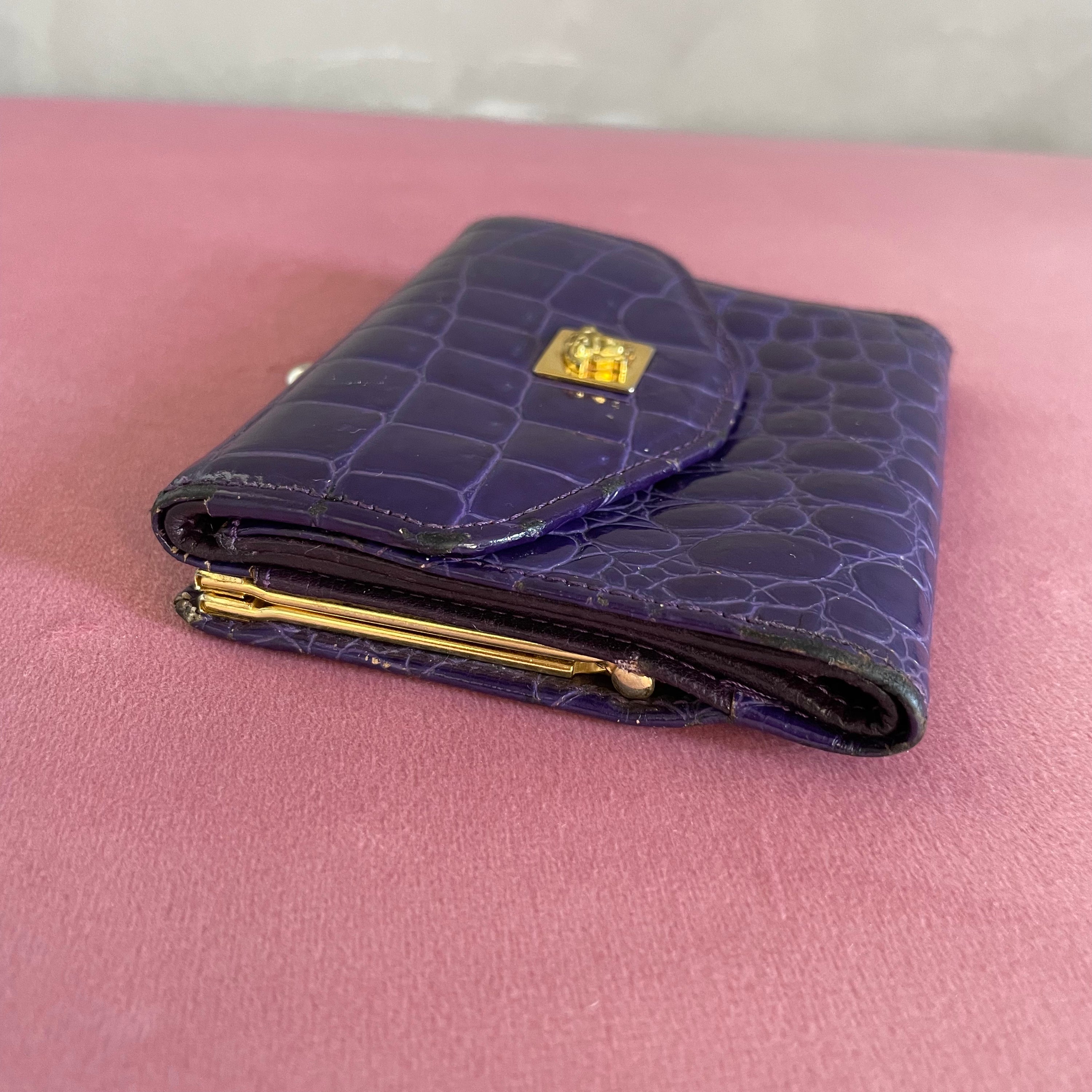 Gianni Versace Purple Croco Wallet