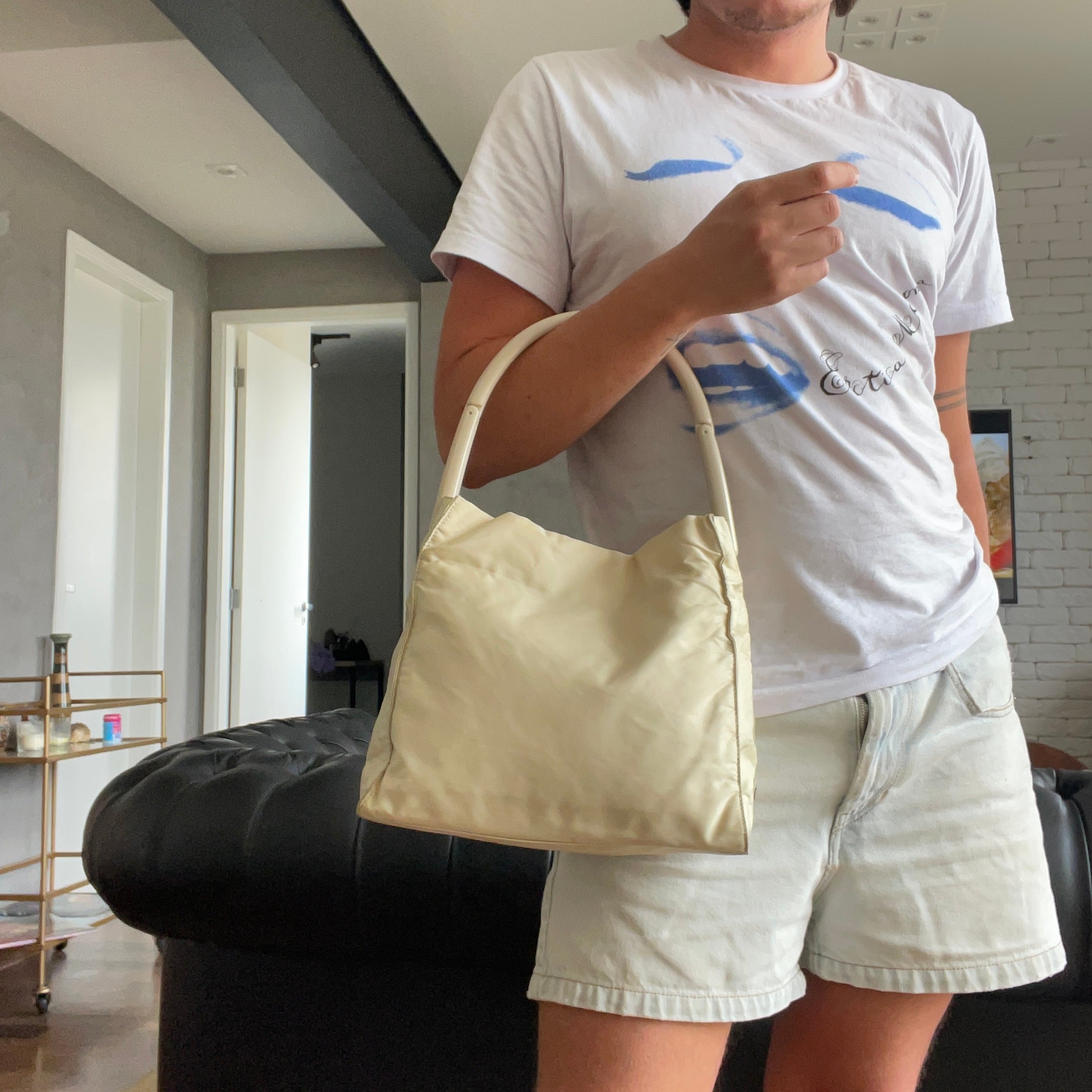 Prada Cream Nylon 90s Bag