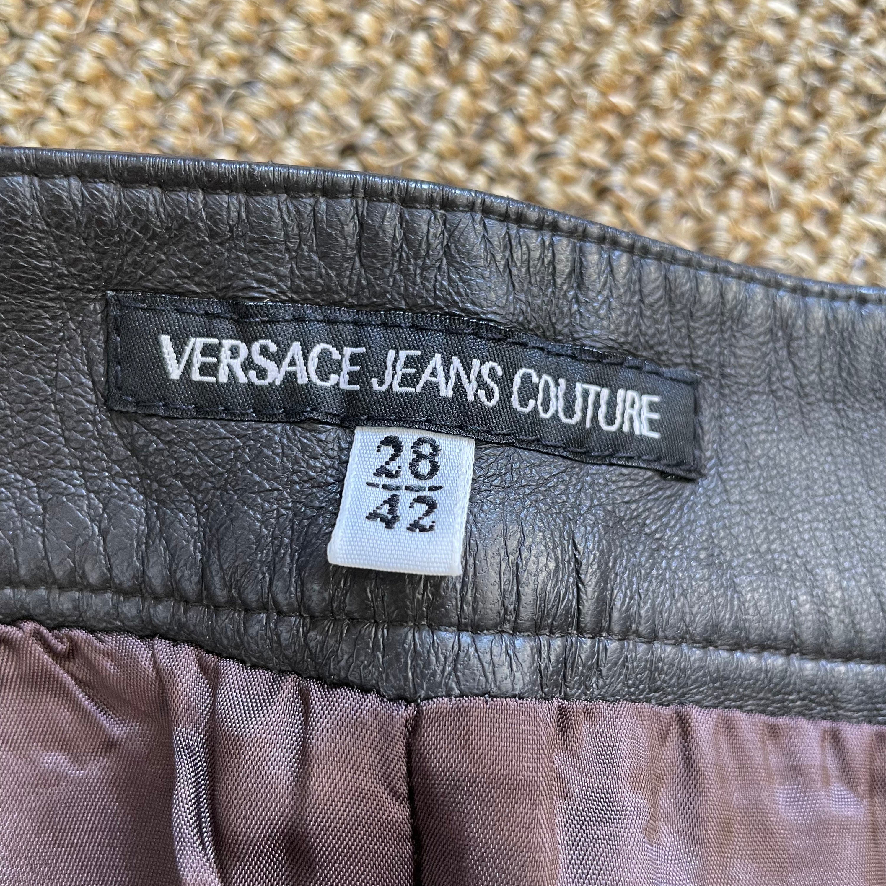 Versace Leather Fringes Skirt