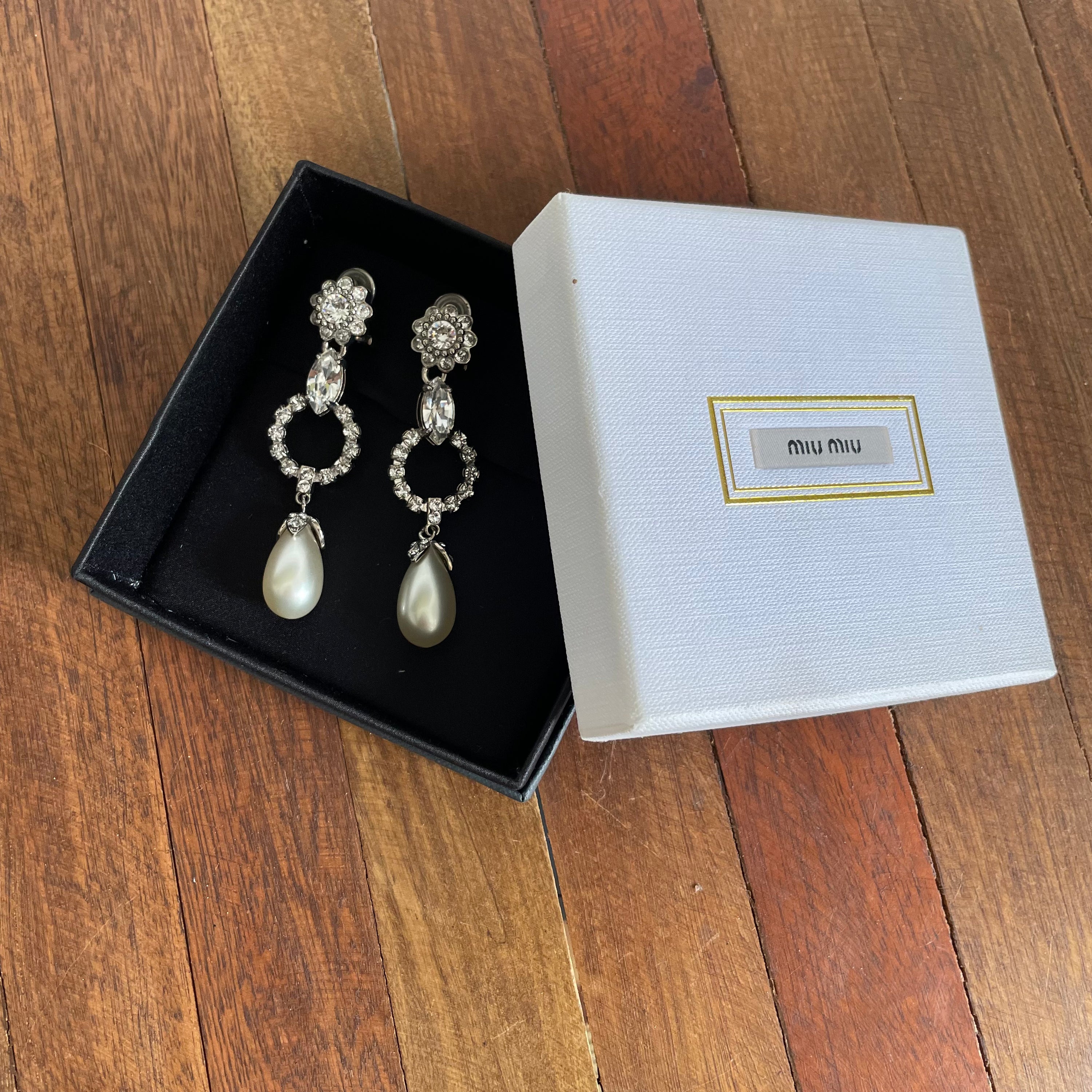 Miu miu Crystal and Faux-pearl Earrings