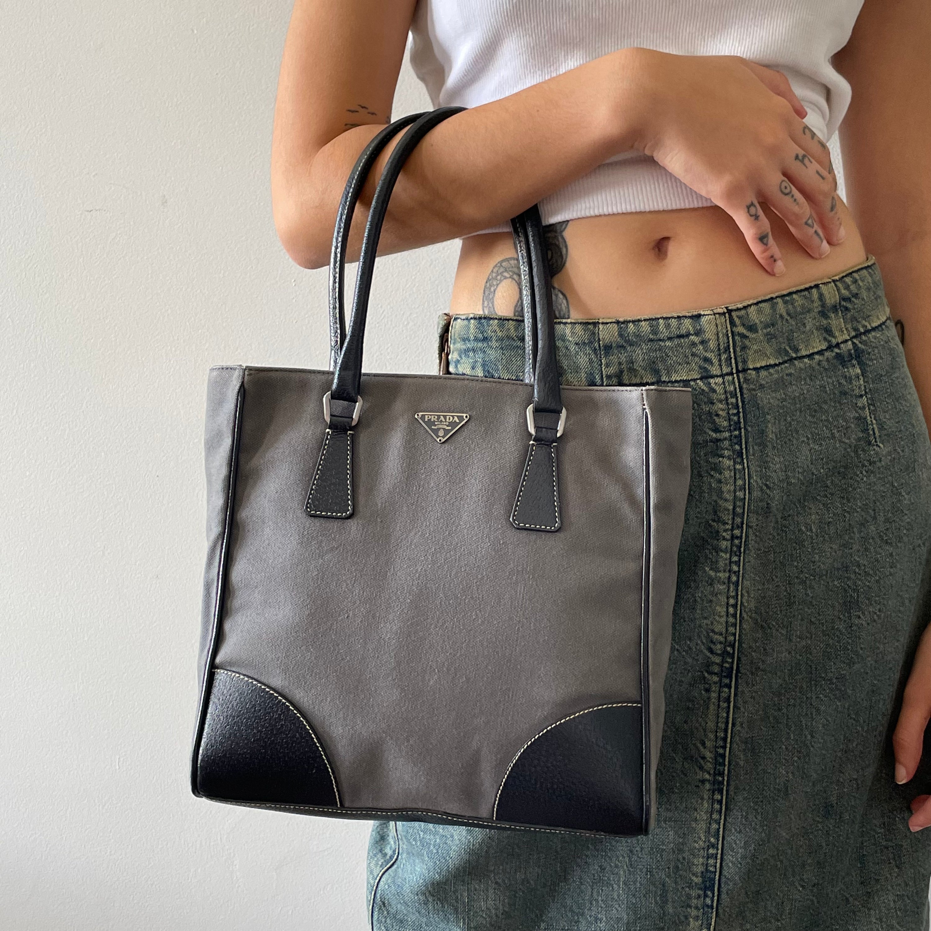 Prada Grey Tote Bag