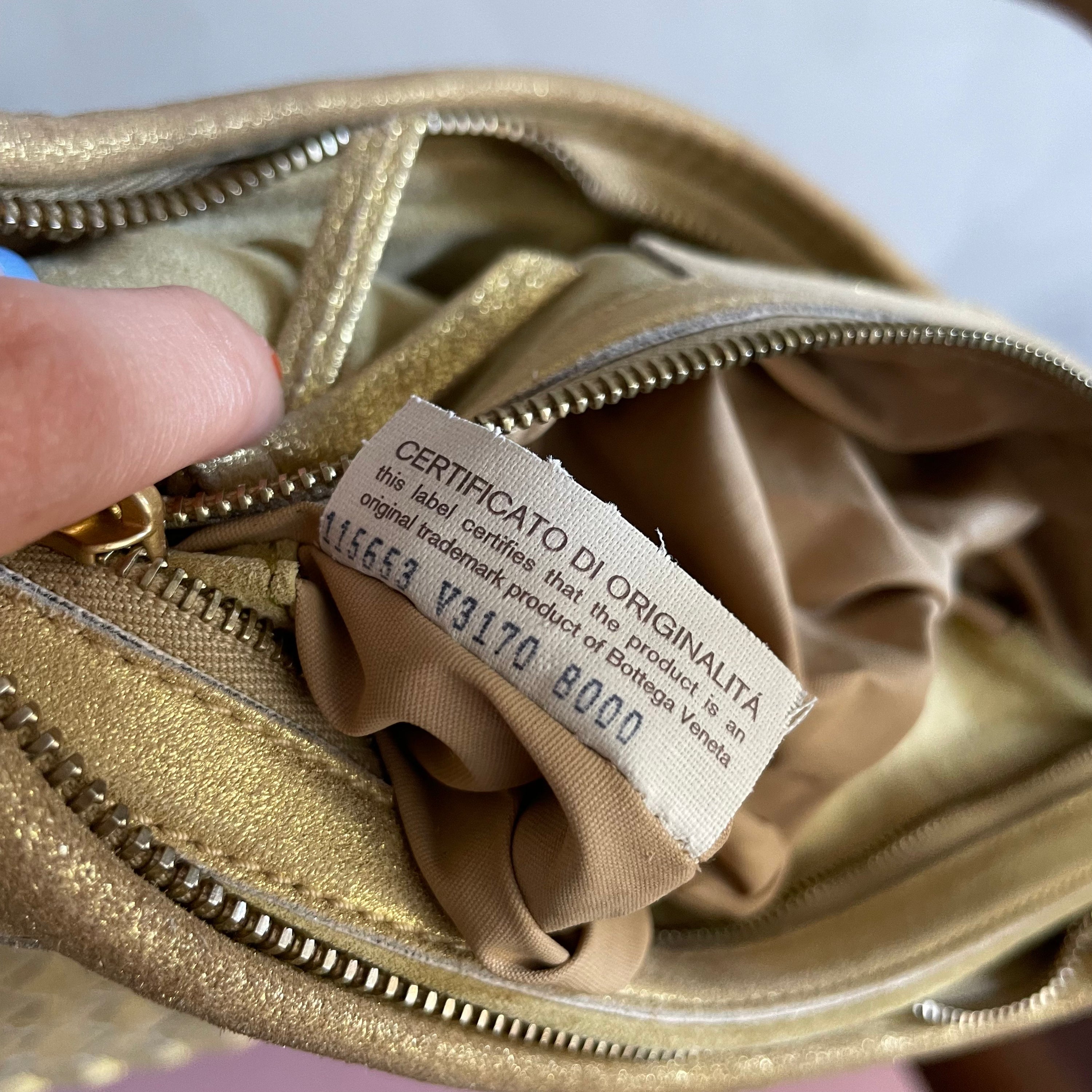 Bottega Veneta Gold Suede Intrecciato Hobo