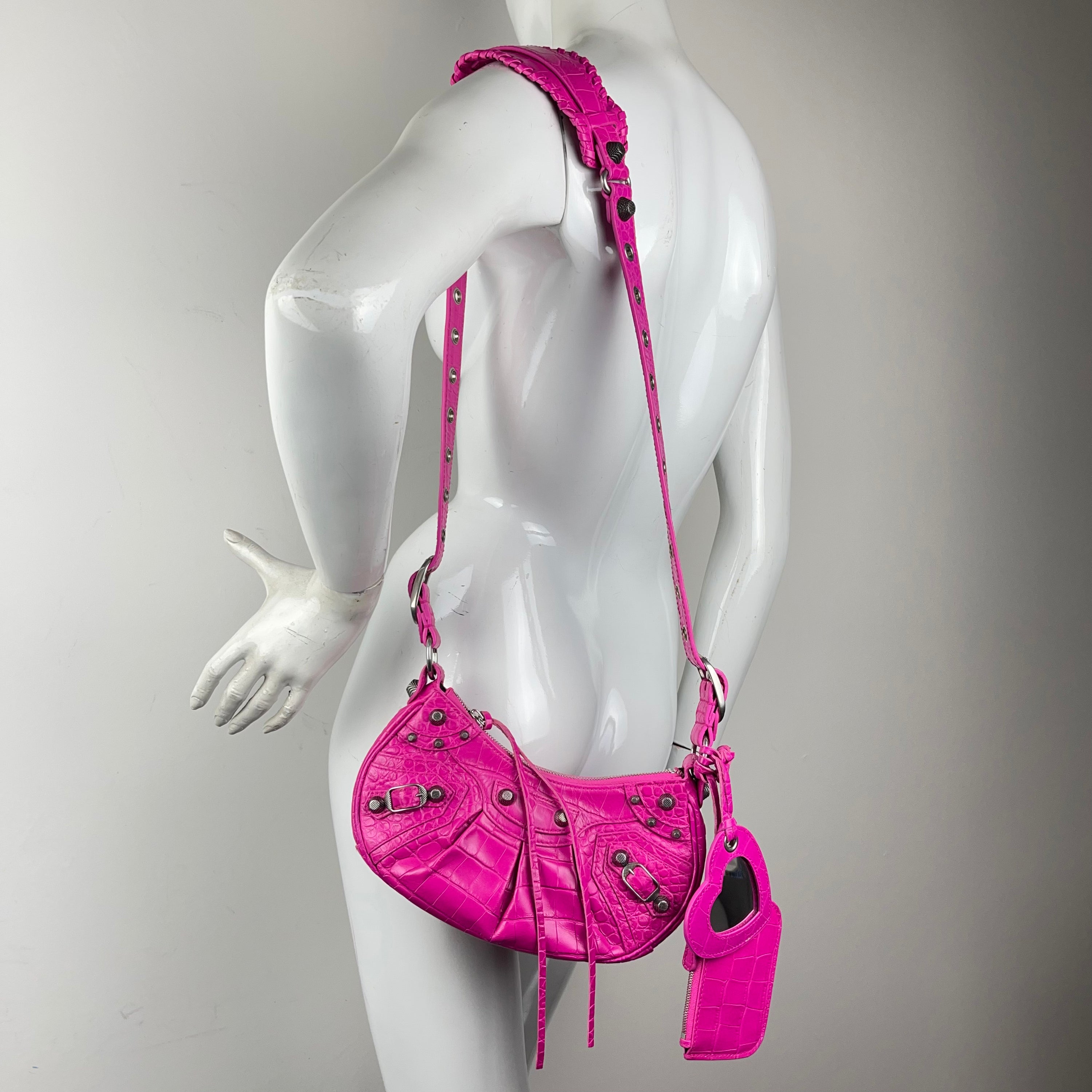 Le Cagole XS Fuchsia Croco