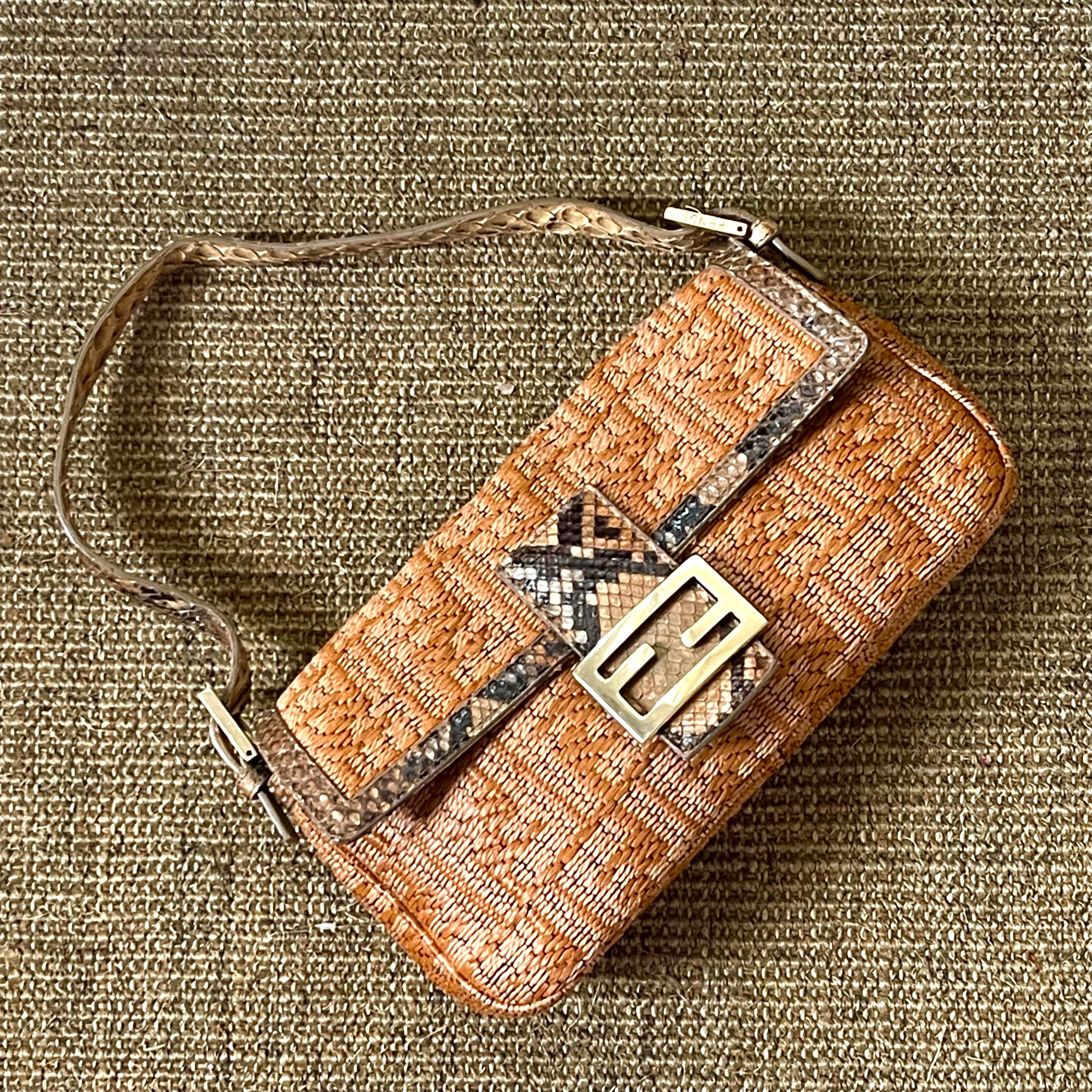 Fendi Baguette Limited Edition Straw + Python