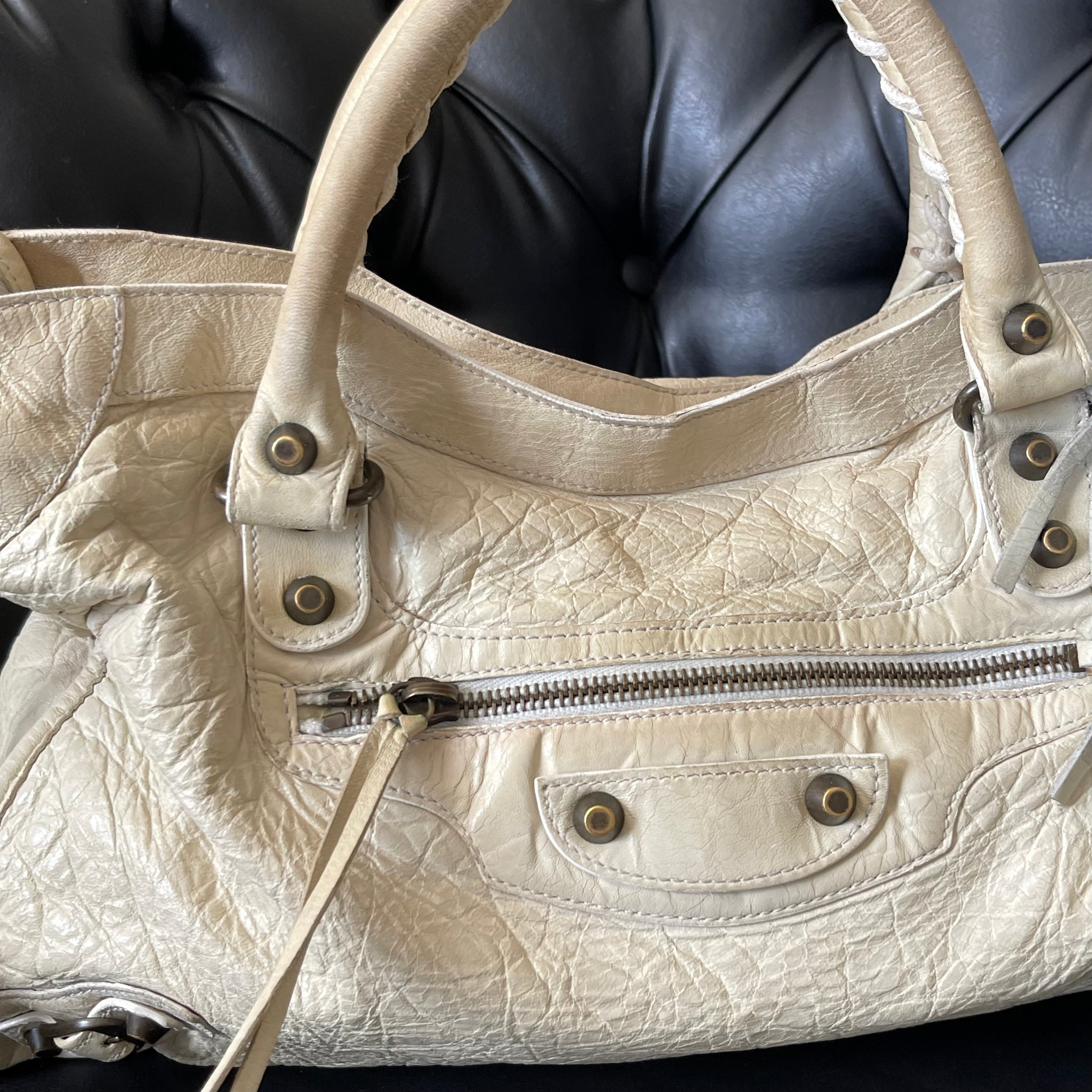 Balenciaga Motorcycle Cream Bag