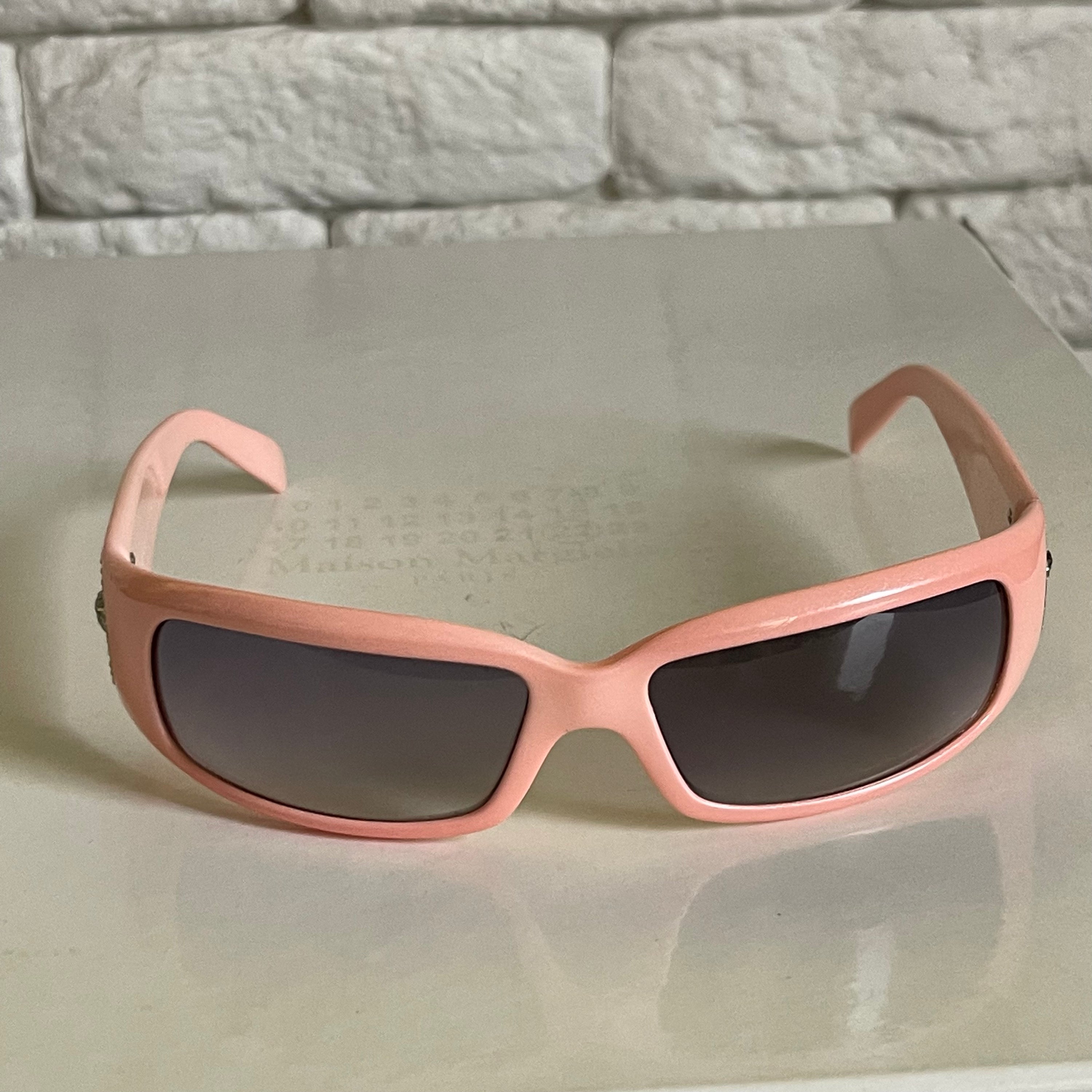 Versace Pink 2000s Crystal Sunglasses