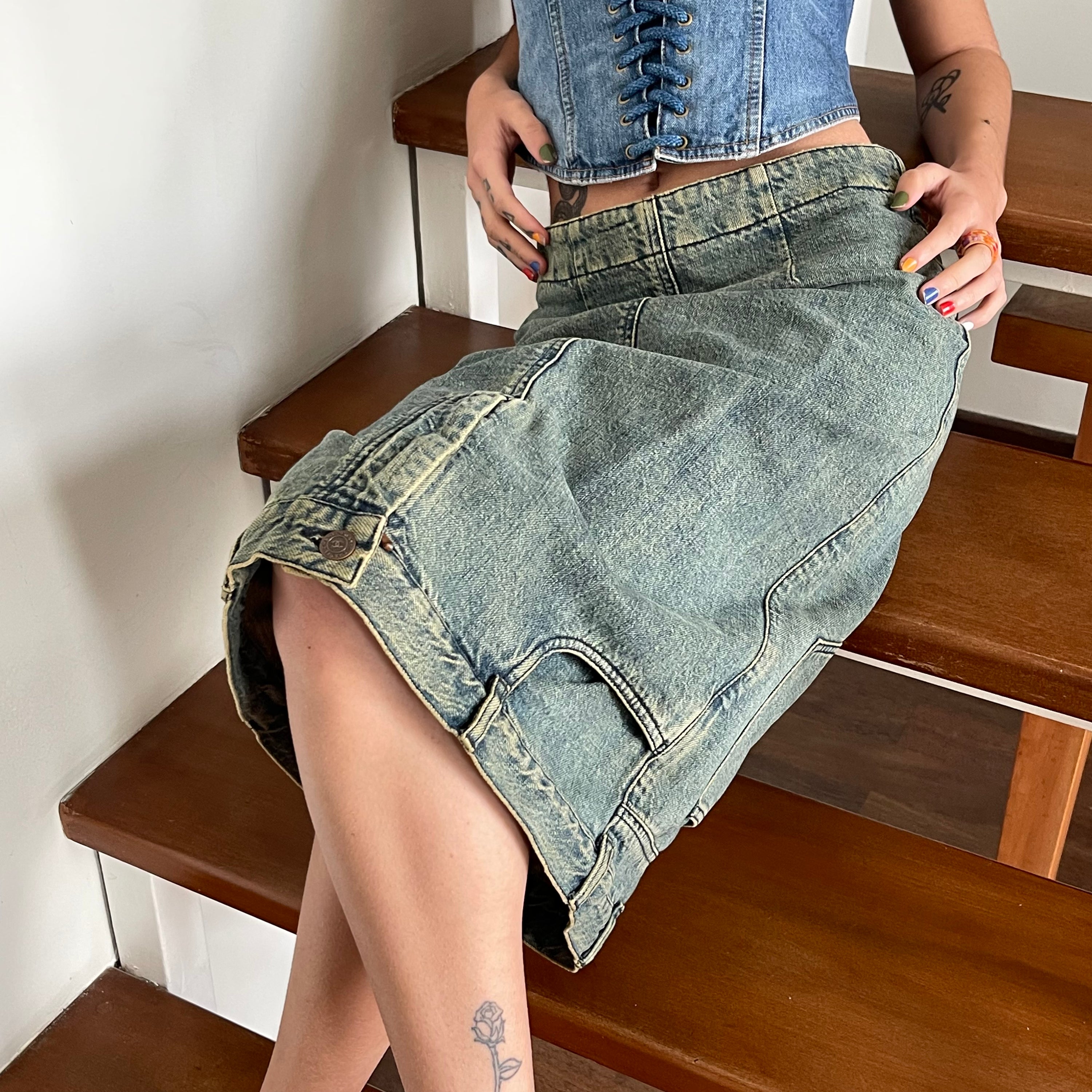 Chanel Inverse Denim Skirt