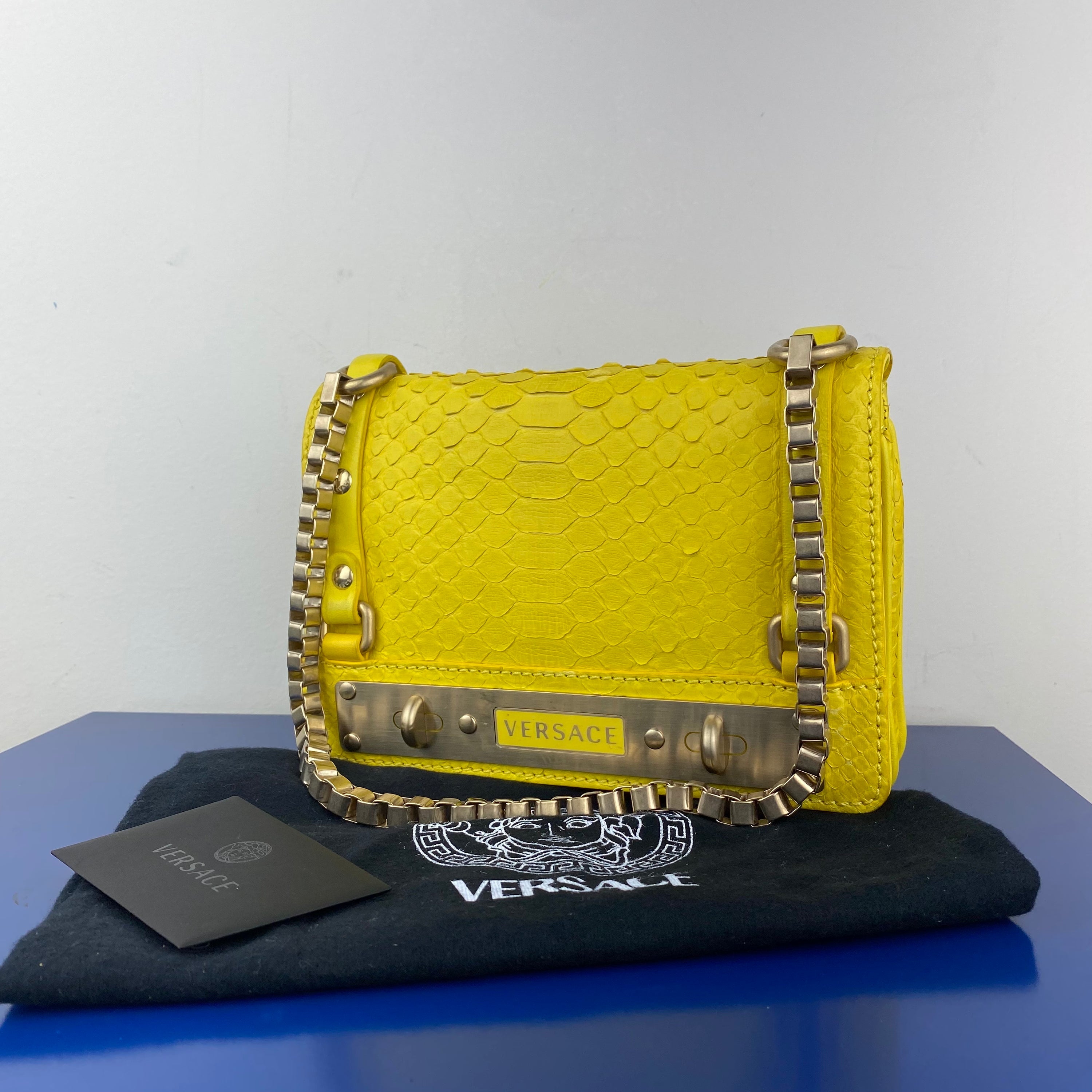 Versace Yellow Python Shoulder Bag