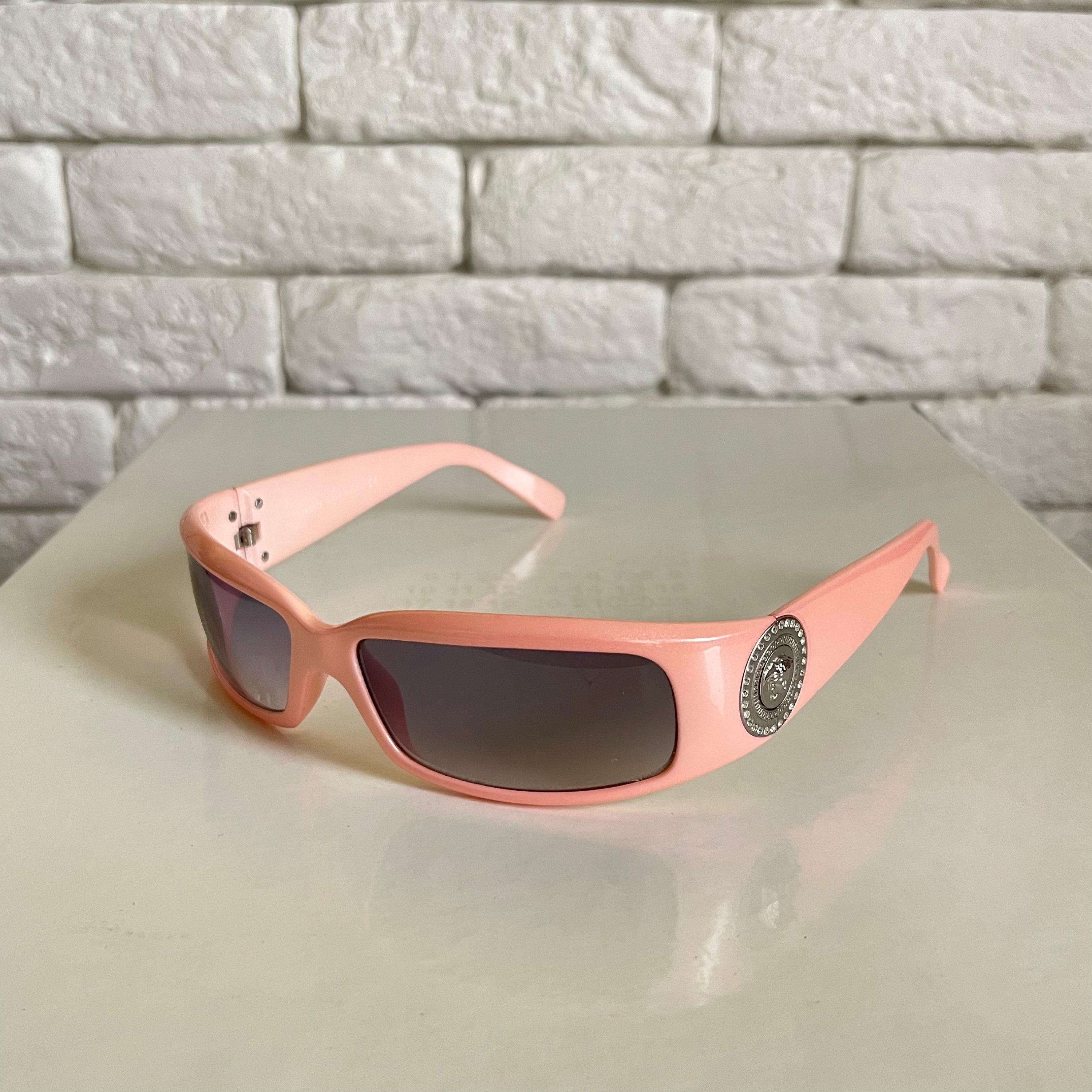 Versace Pink 2000s Crystal Sunglasses