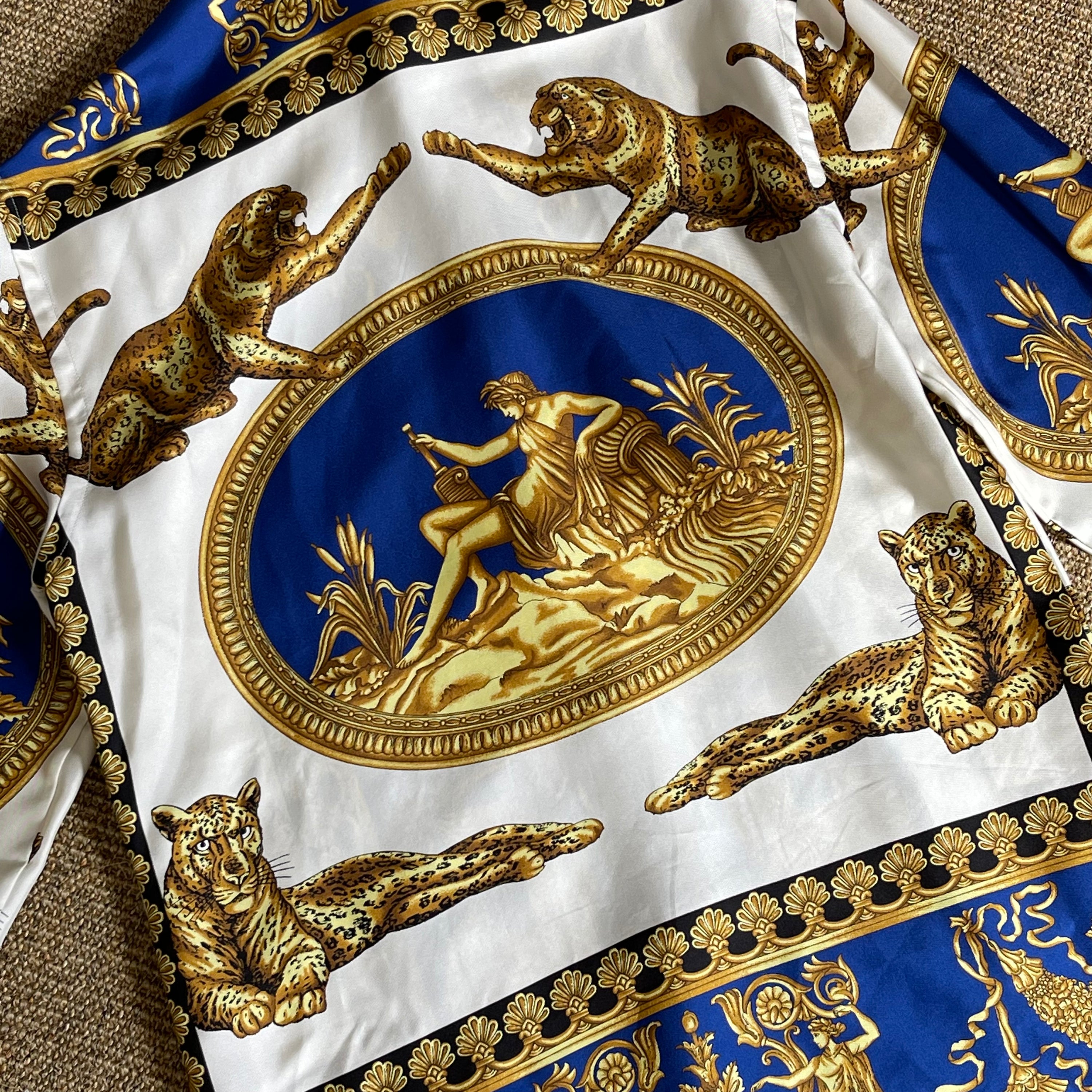 Versace Silk Shirt Baroque Blue