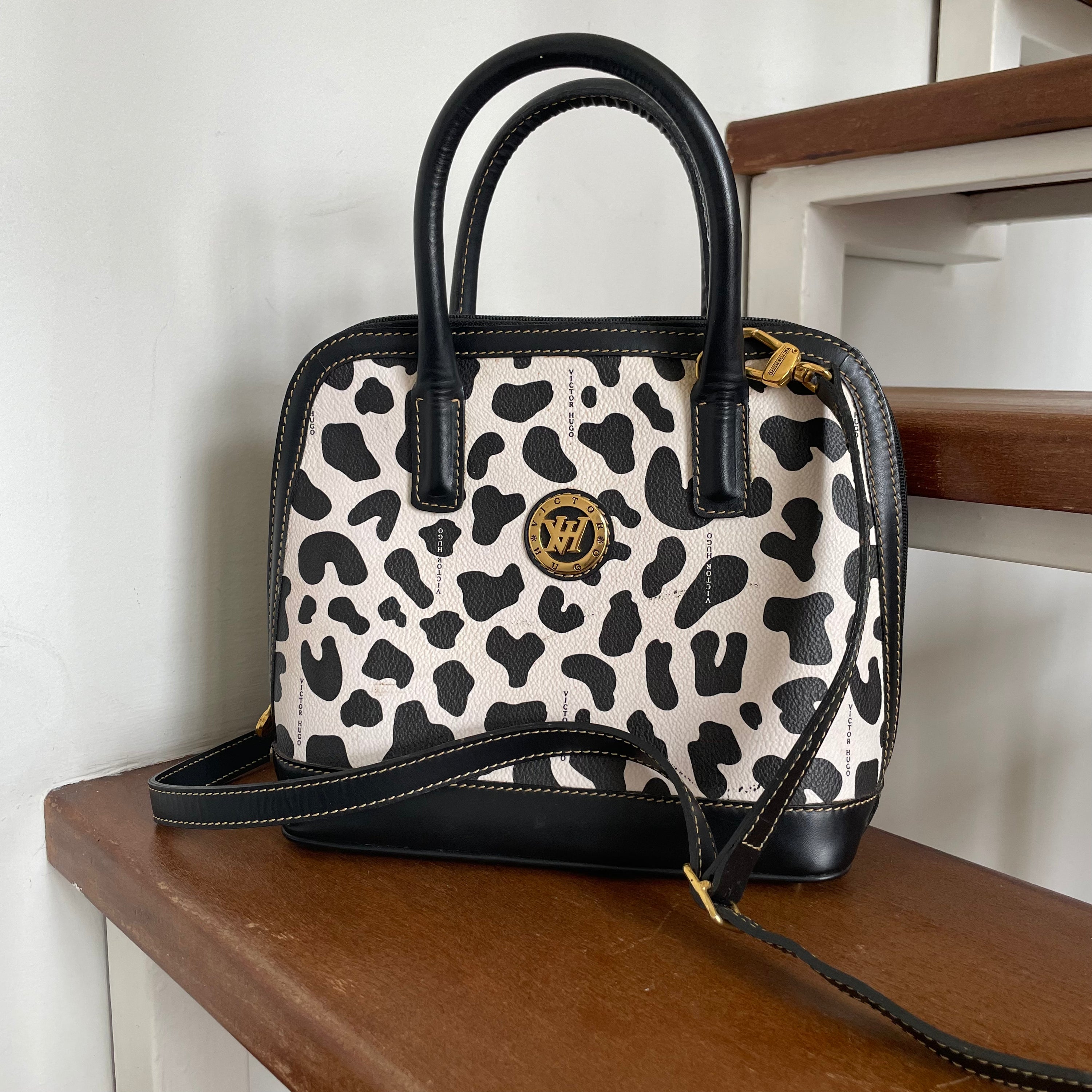 Victor Hugo Animal Print Leather Bag