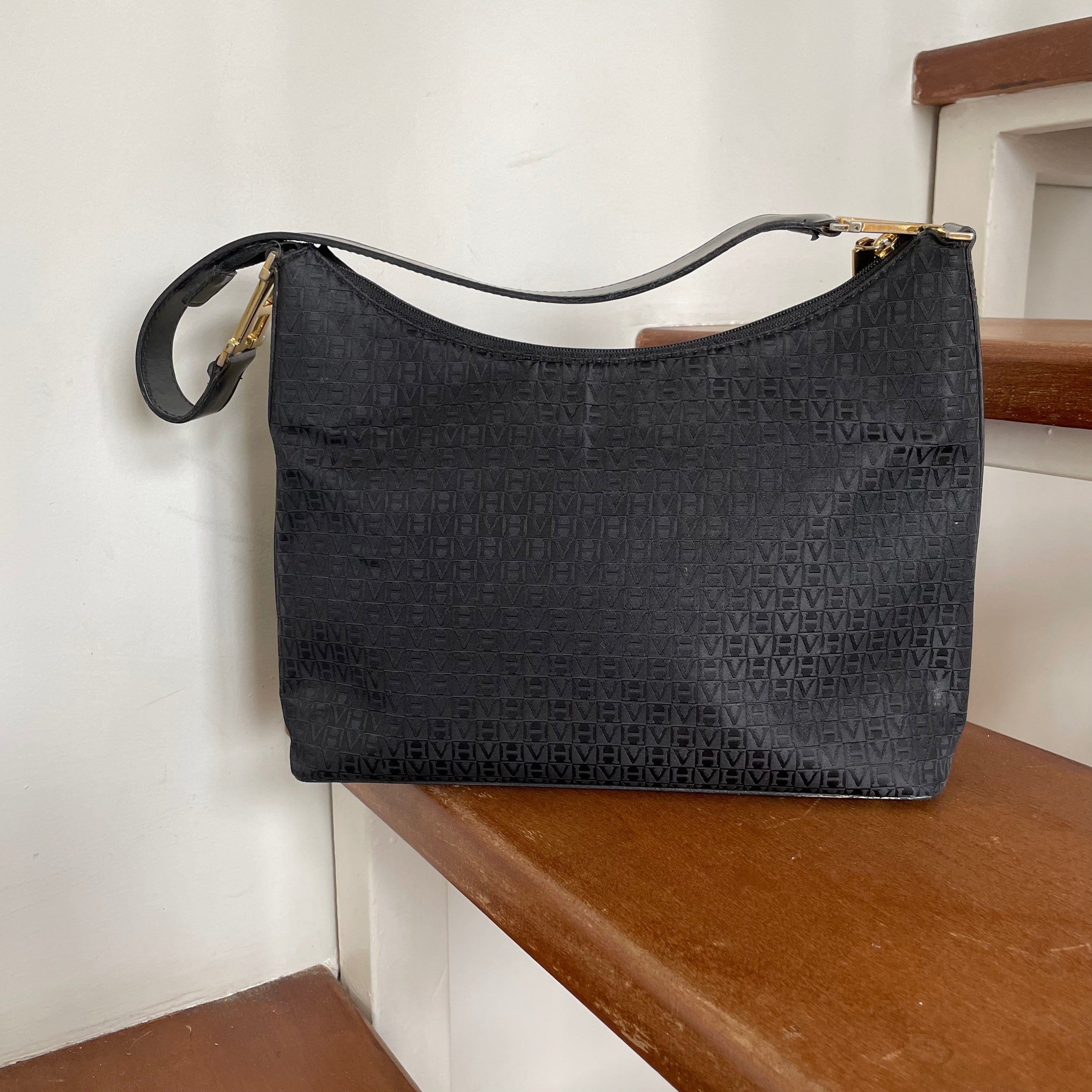 Victor Hugo Black Monogram Shoulder Bag