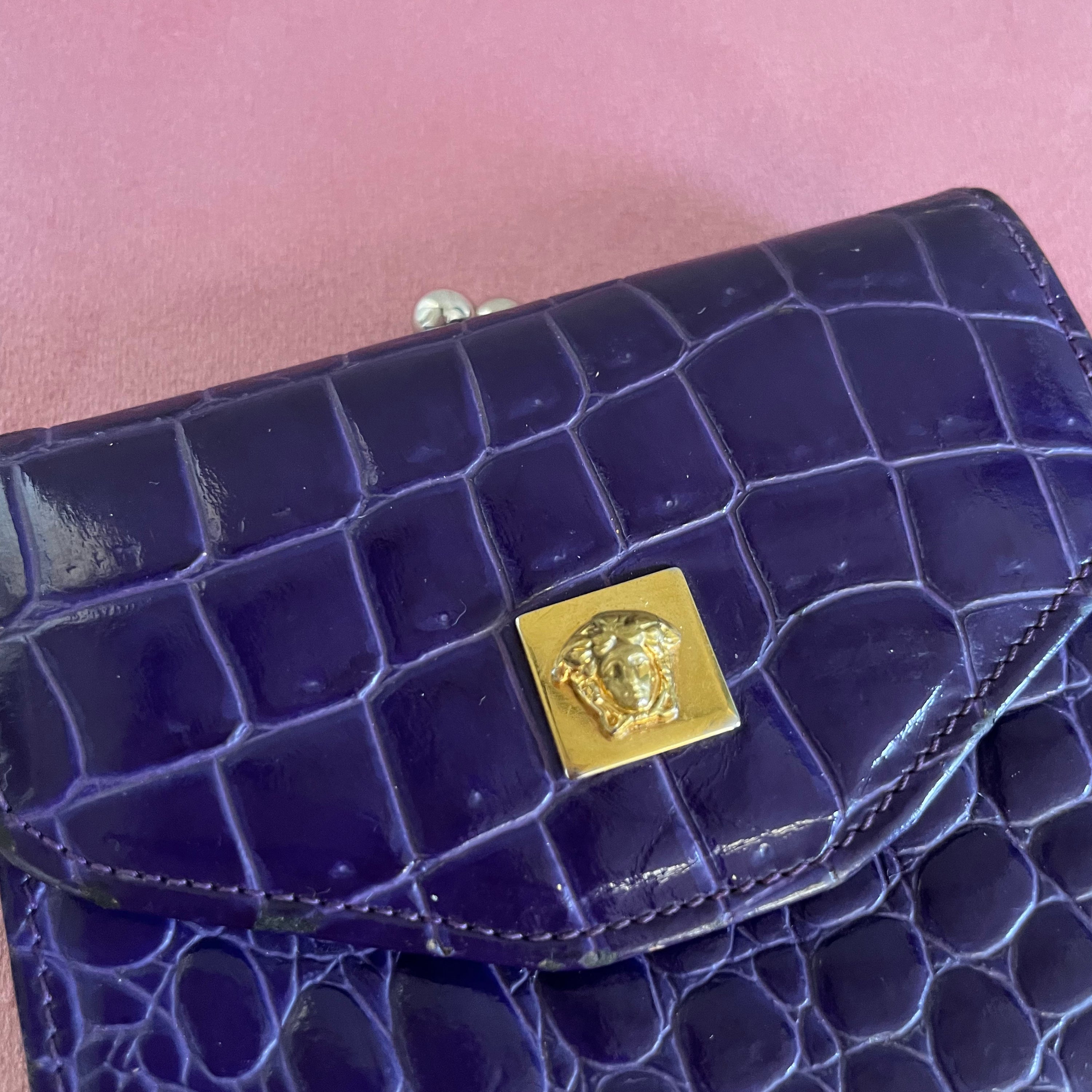 Gianni Versace Purple Croco Wallet