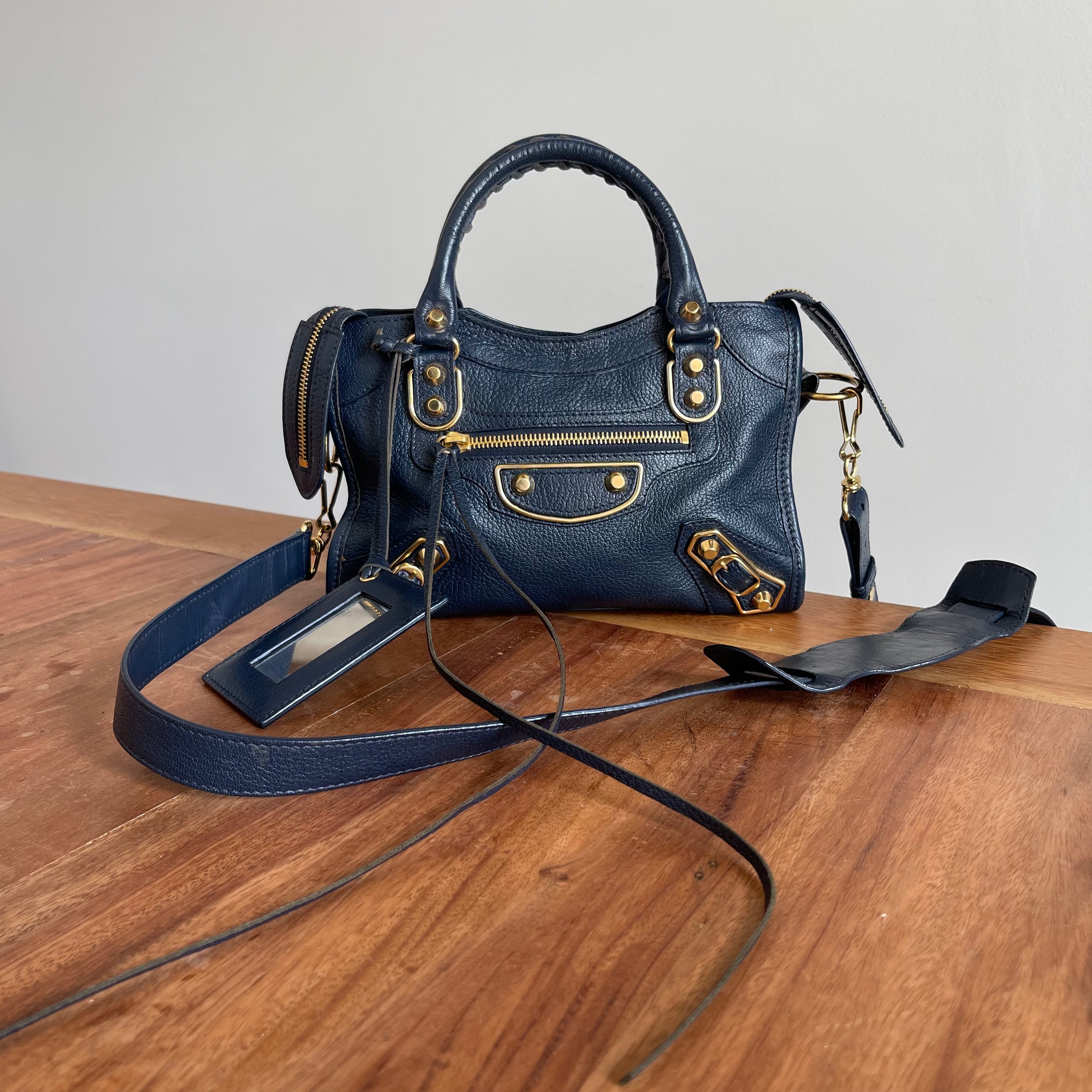Balenciaga Mini City Motorcycle Metallic Edge