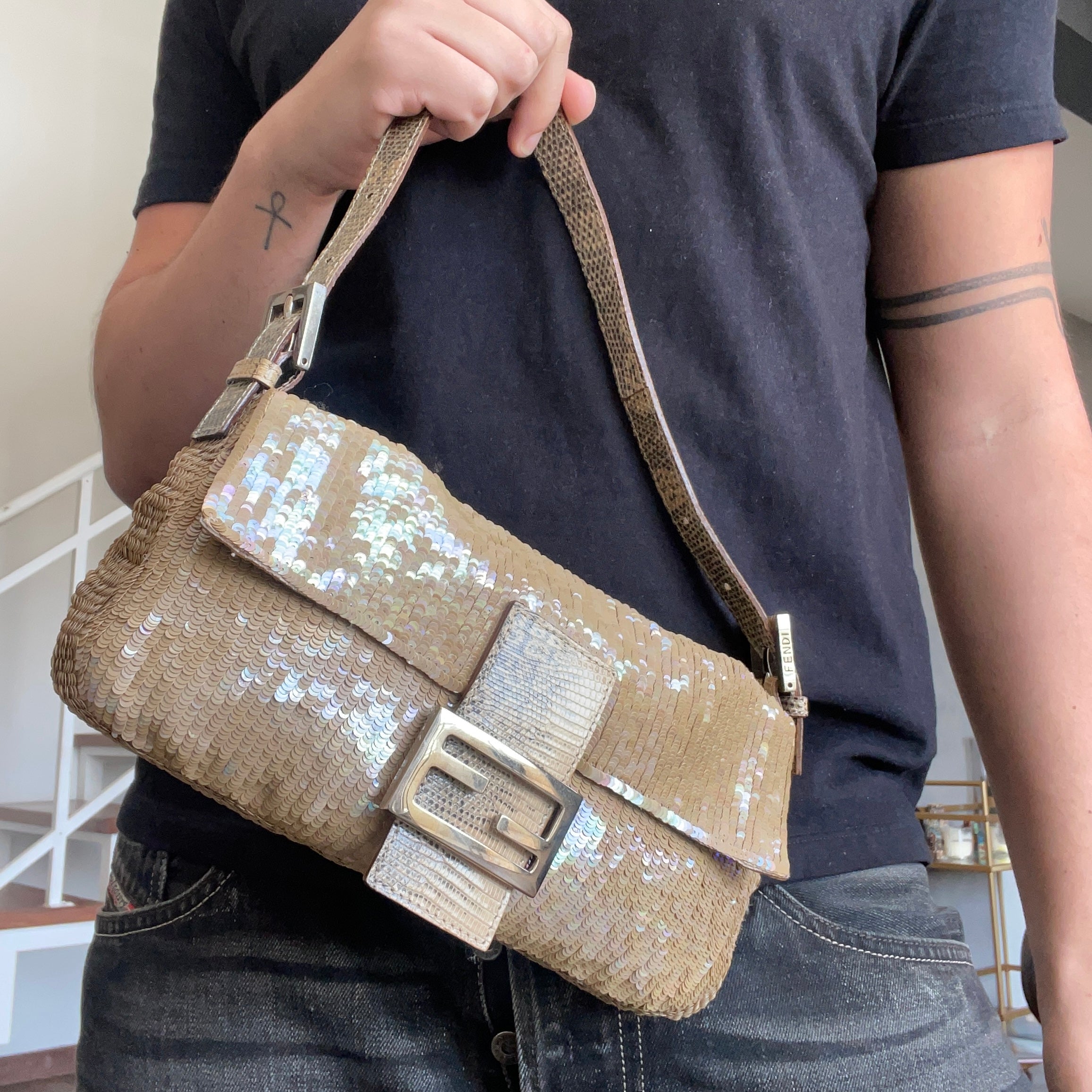 Fendi Baguette Sequin + Lizard