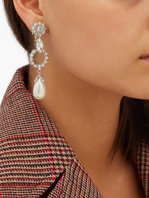 Miu miu Crystal and Faux-pearl Earrings