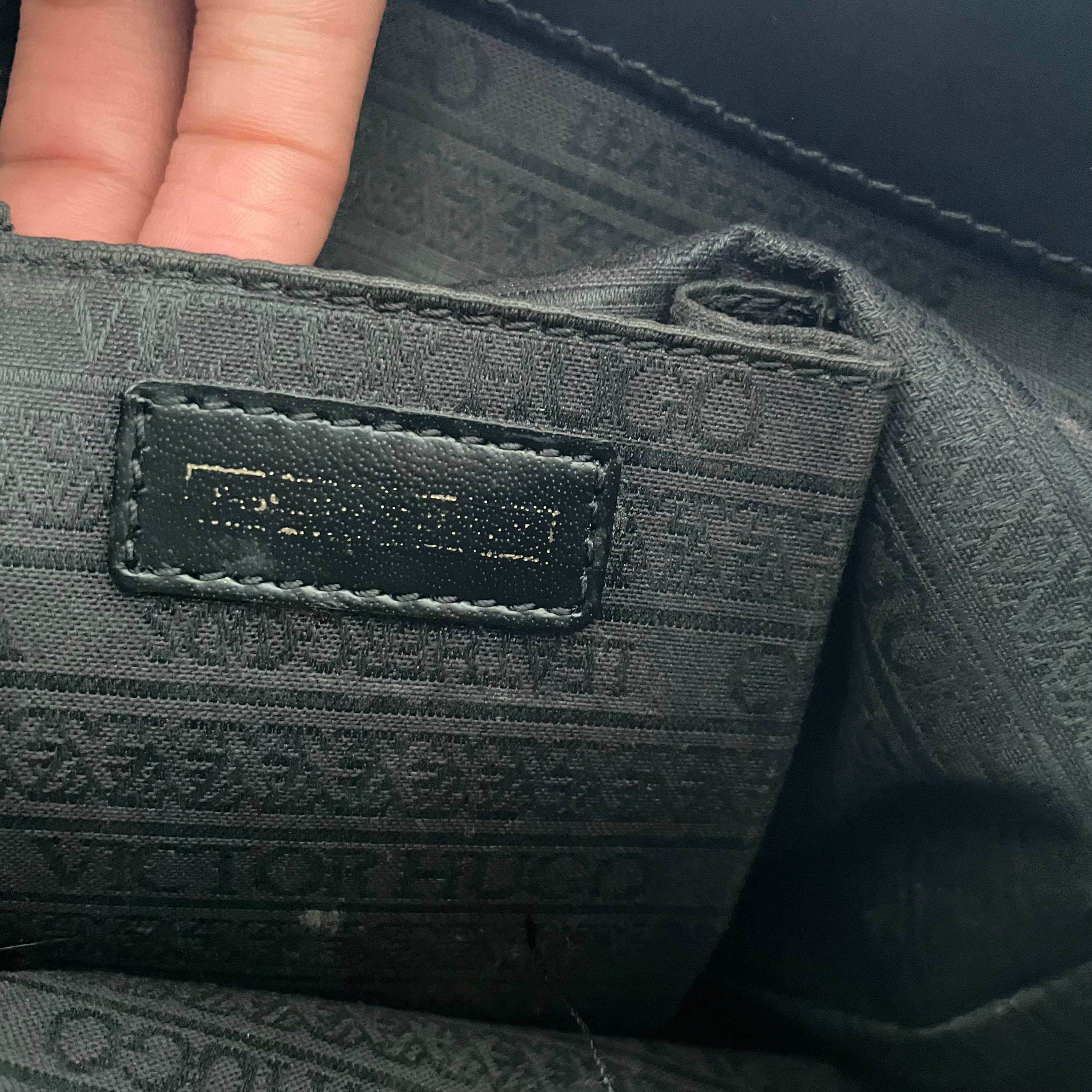 Victor Hugo Black Monogram Shoulder Bag