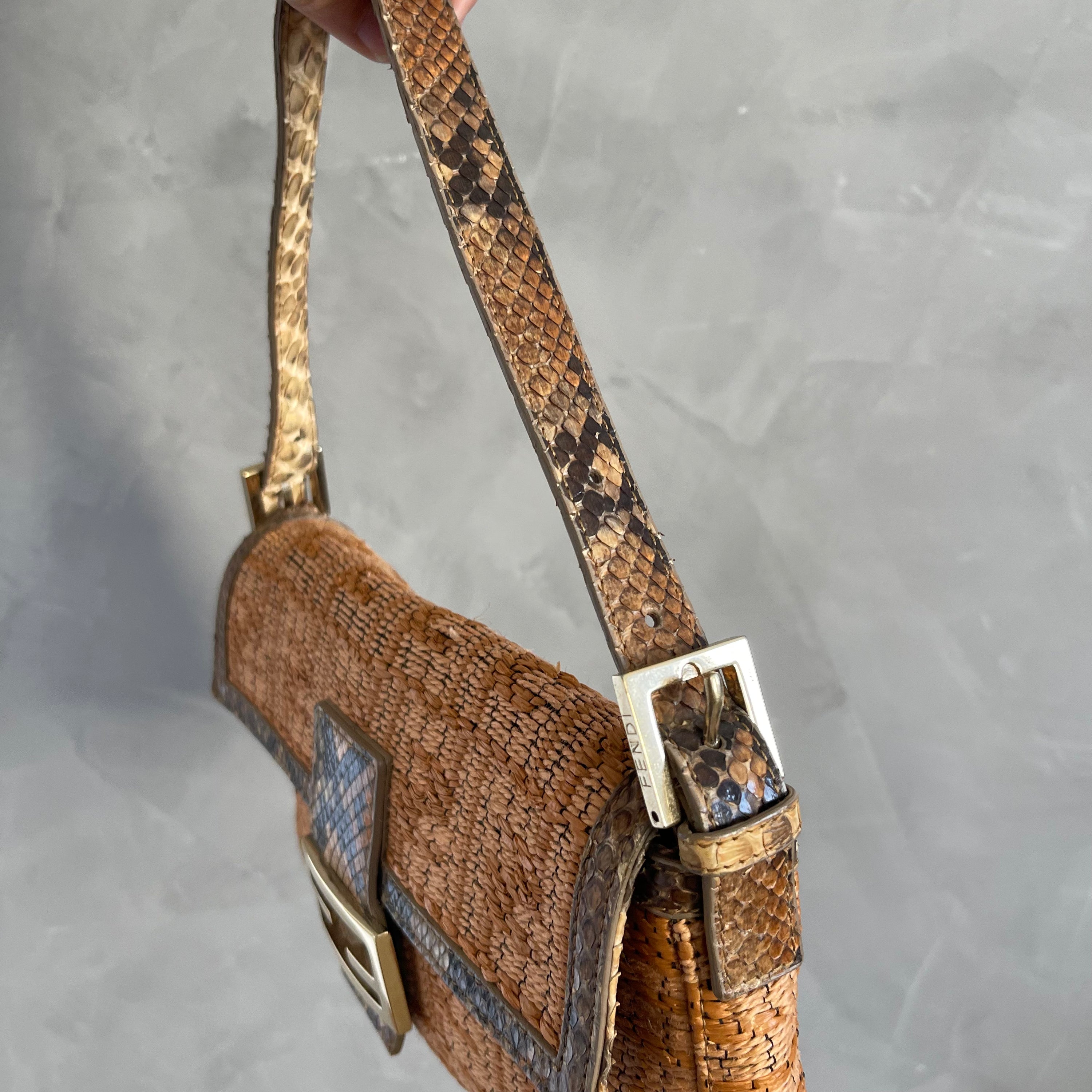 Fendi Baguette Limited Edition Straw + Python