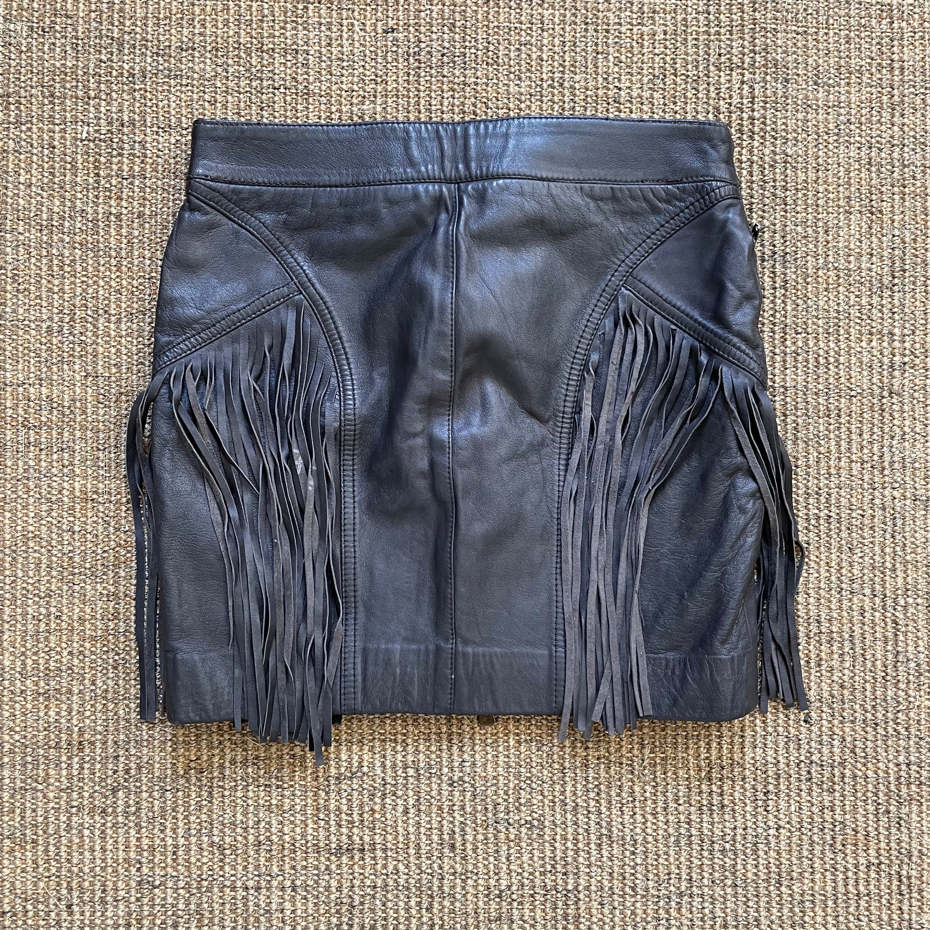 Versace Leather Fringes Skirt