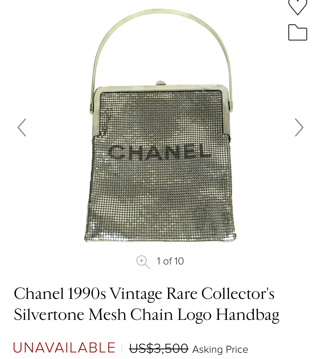 Chanel Silver Mesh Logo Handbag
