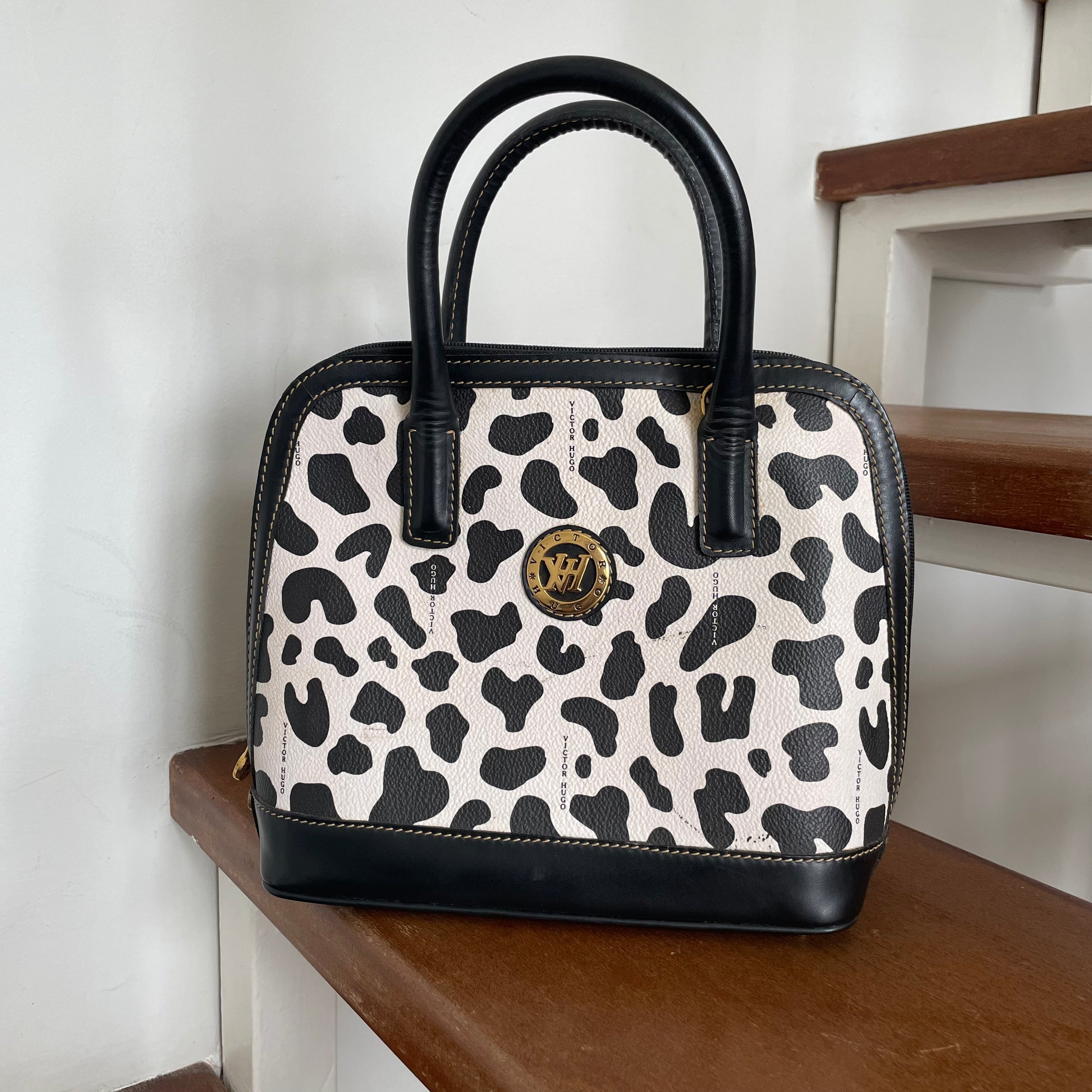 Victor Hugo Animal Print Leather Bag