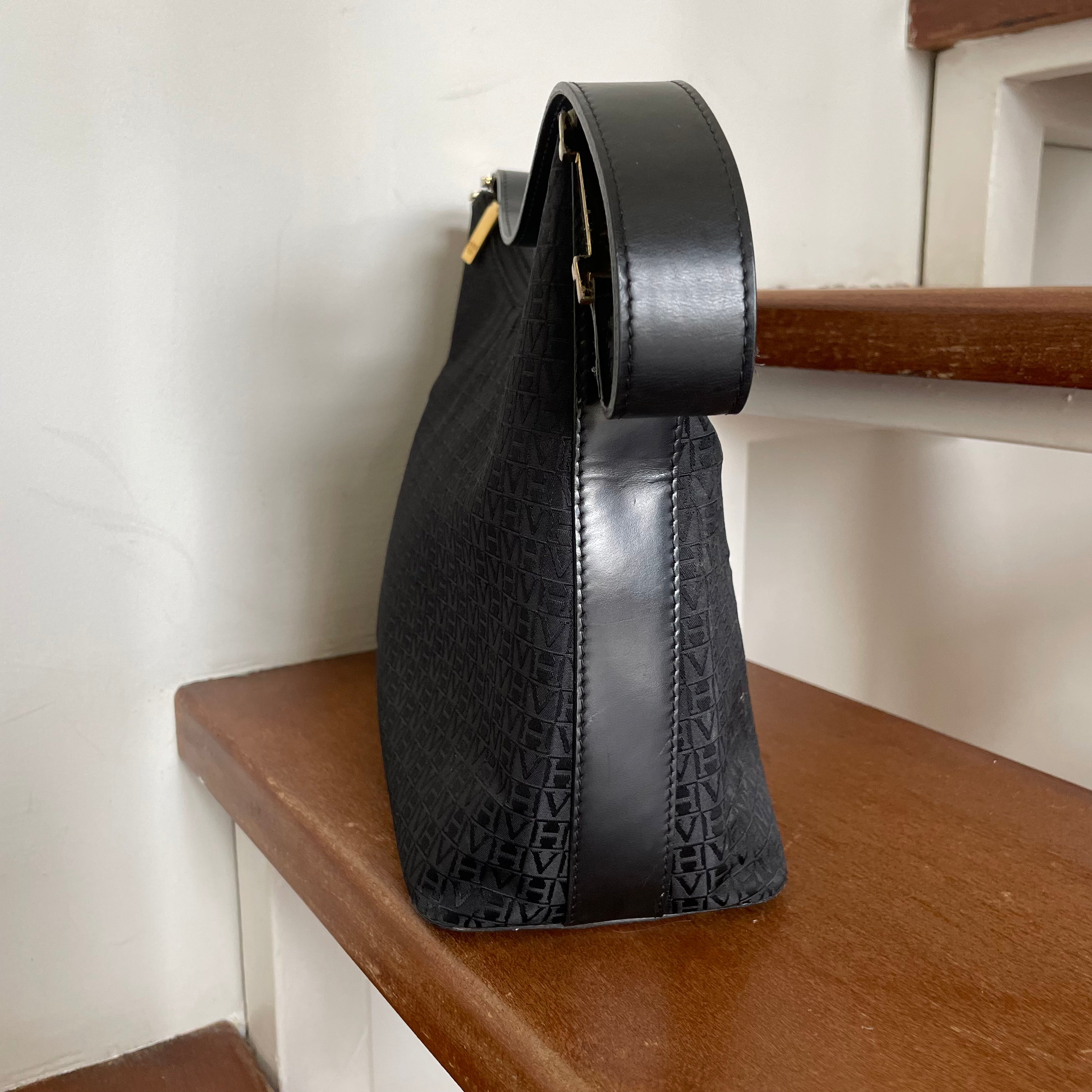 Victor Hugo Black Monogram Shoulder Bag
