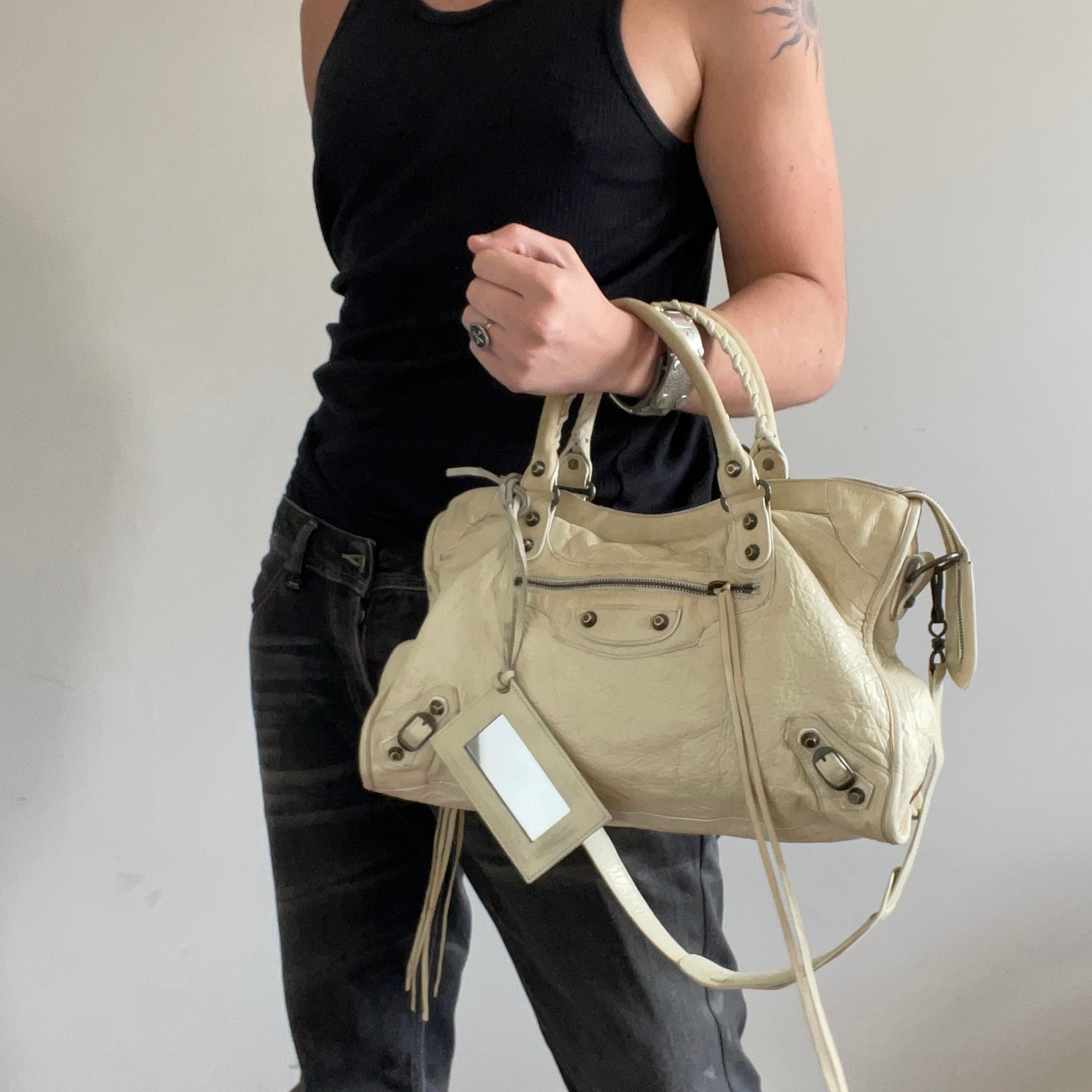 Balenciaga Motorcycle Cream Bag