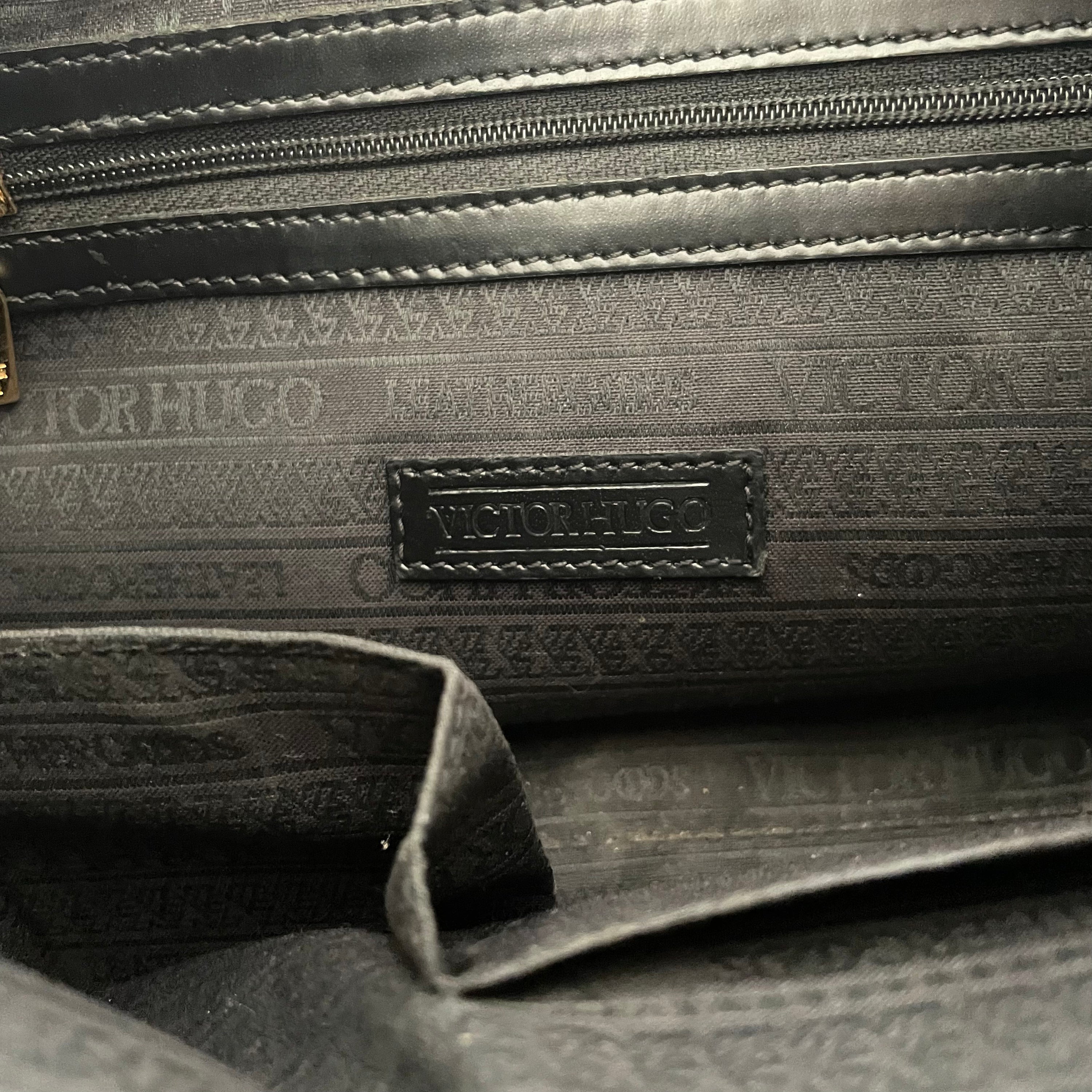 Victor Hugo Black Monogram Shoulder Bag